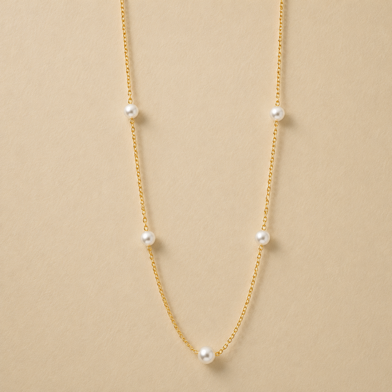 5-Pearl Station Necklace