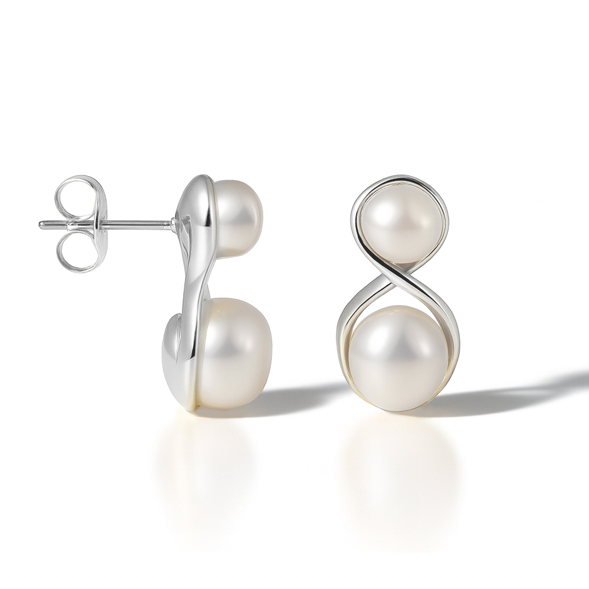 Infinity Double Pearl Studs