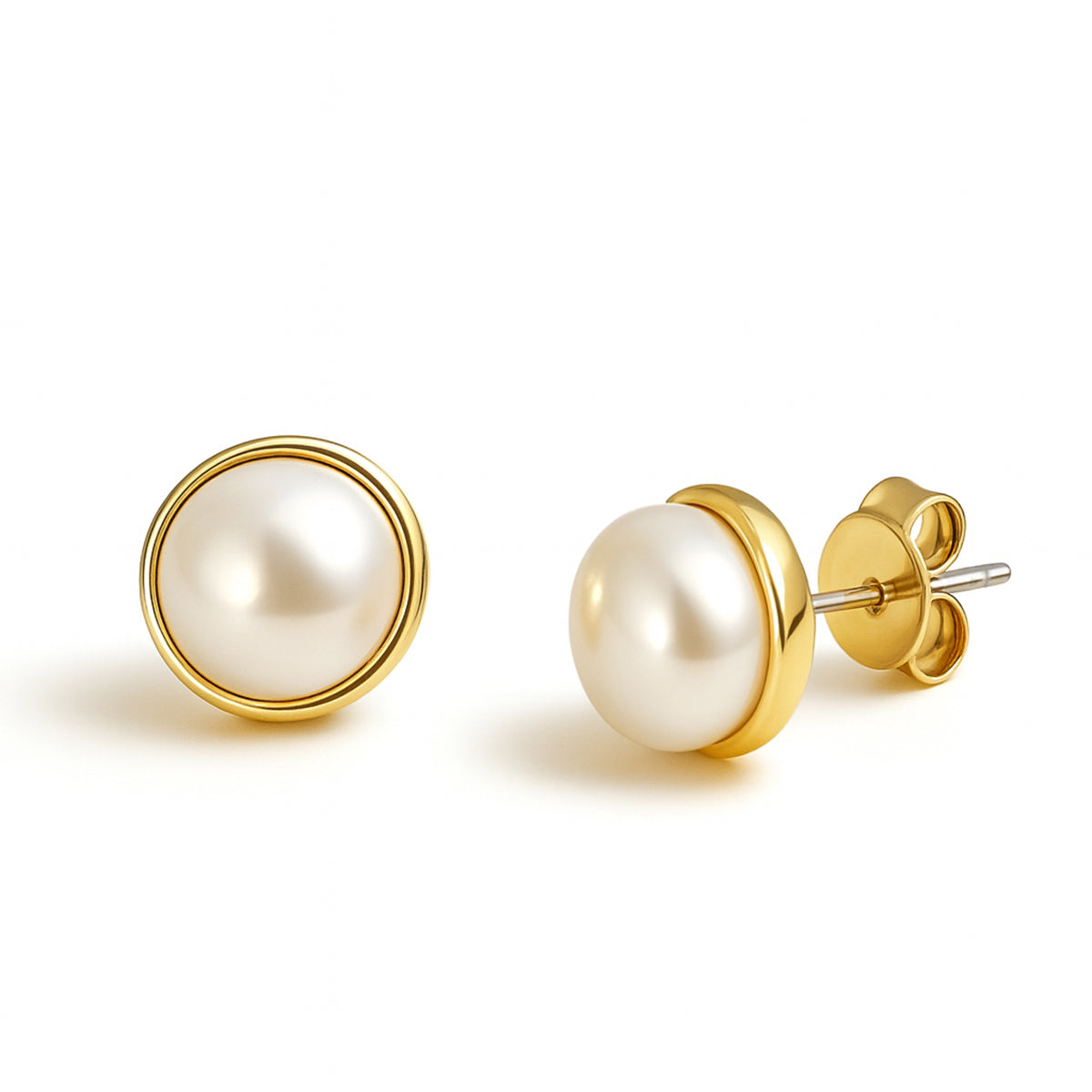 Classic Pearl Bezel Studs
