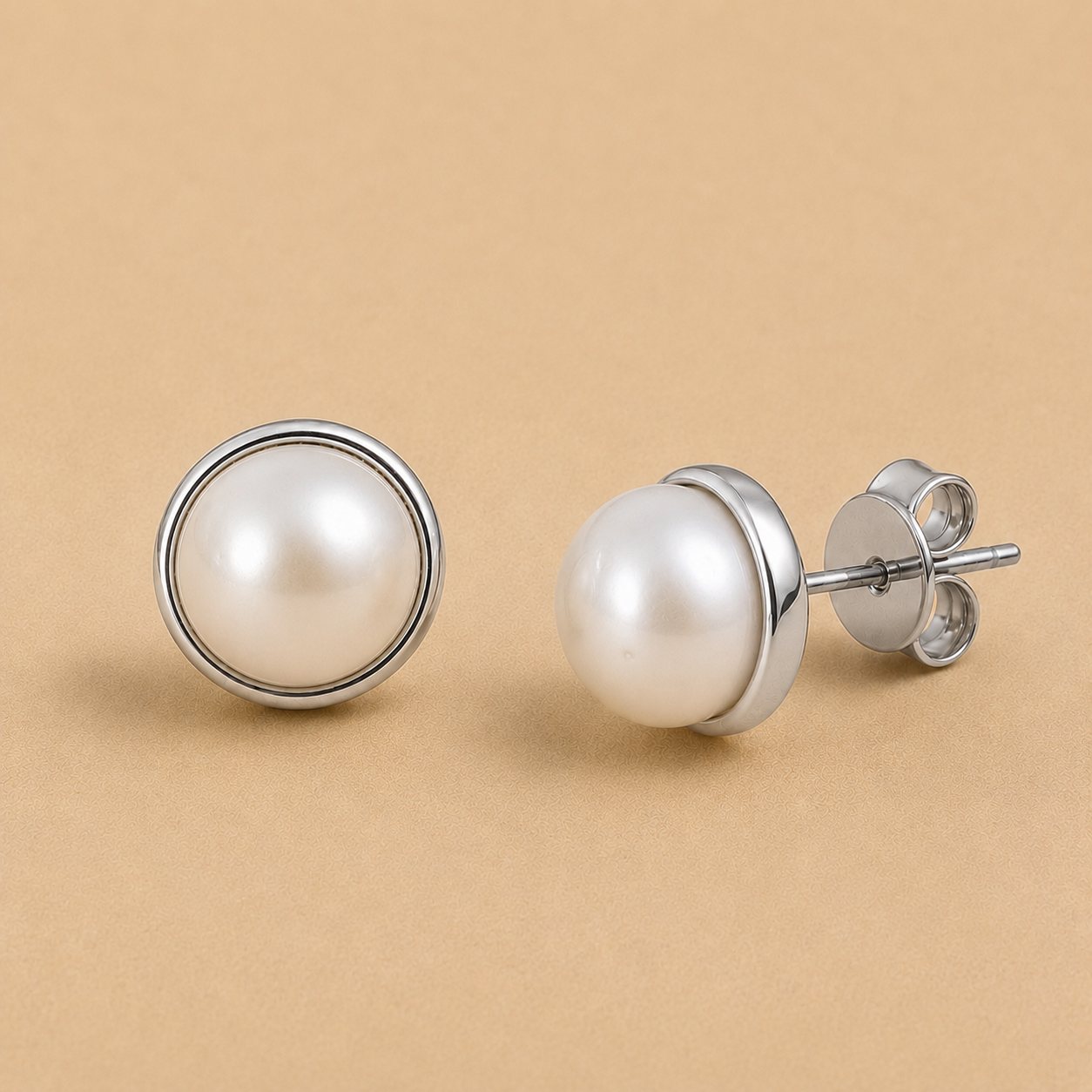Classic Pearl Bezel Studs