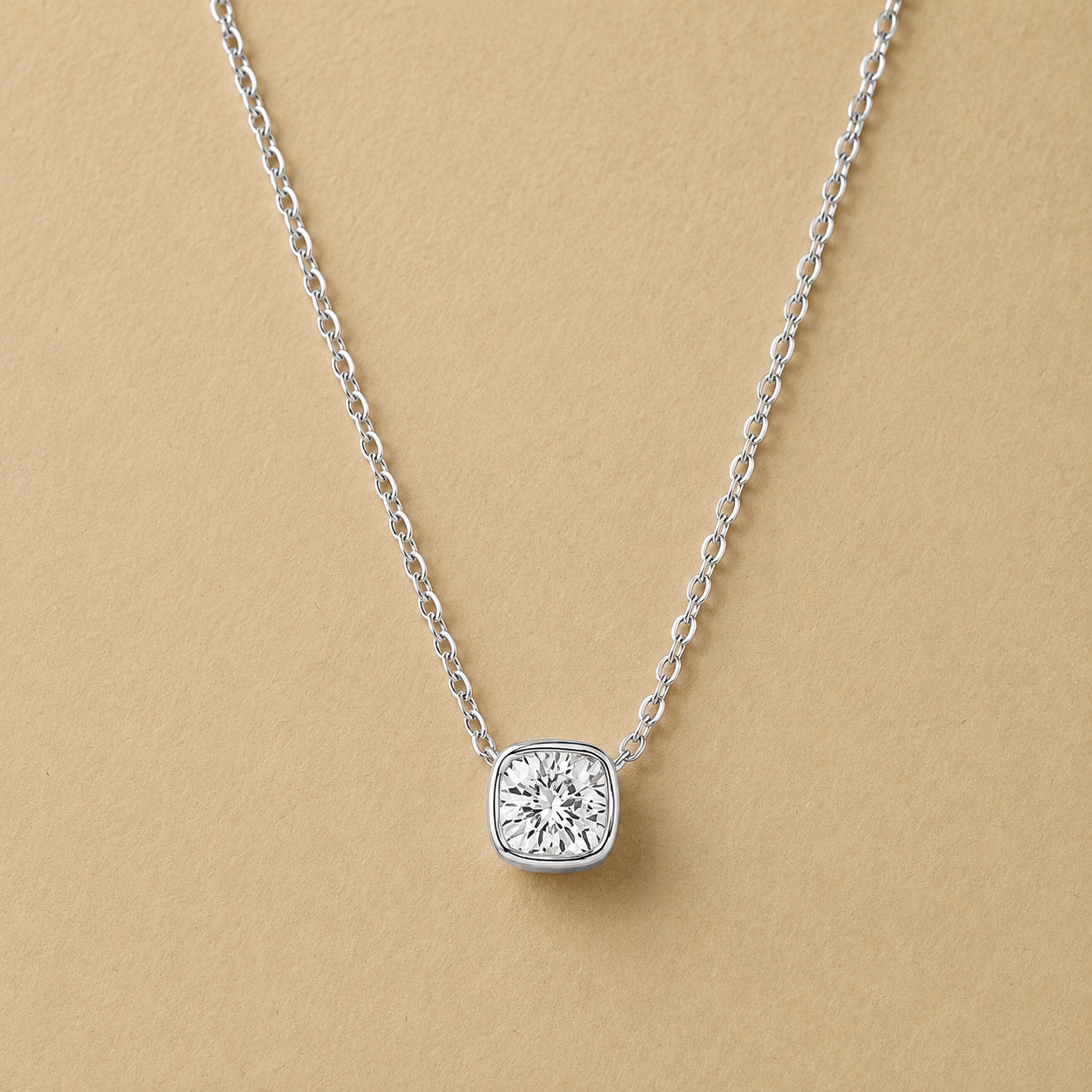 Floating CZ Bezel Solitaire Necklace
