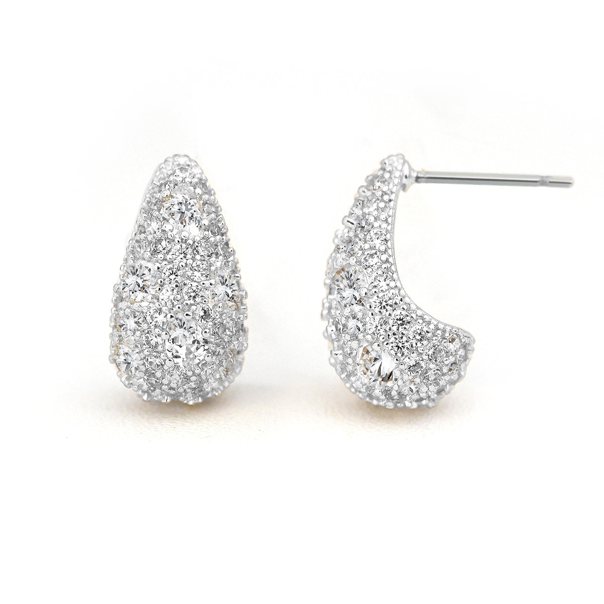Small CZ Teardrop Pavé Earrings