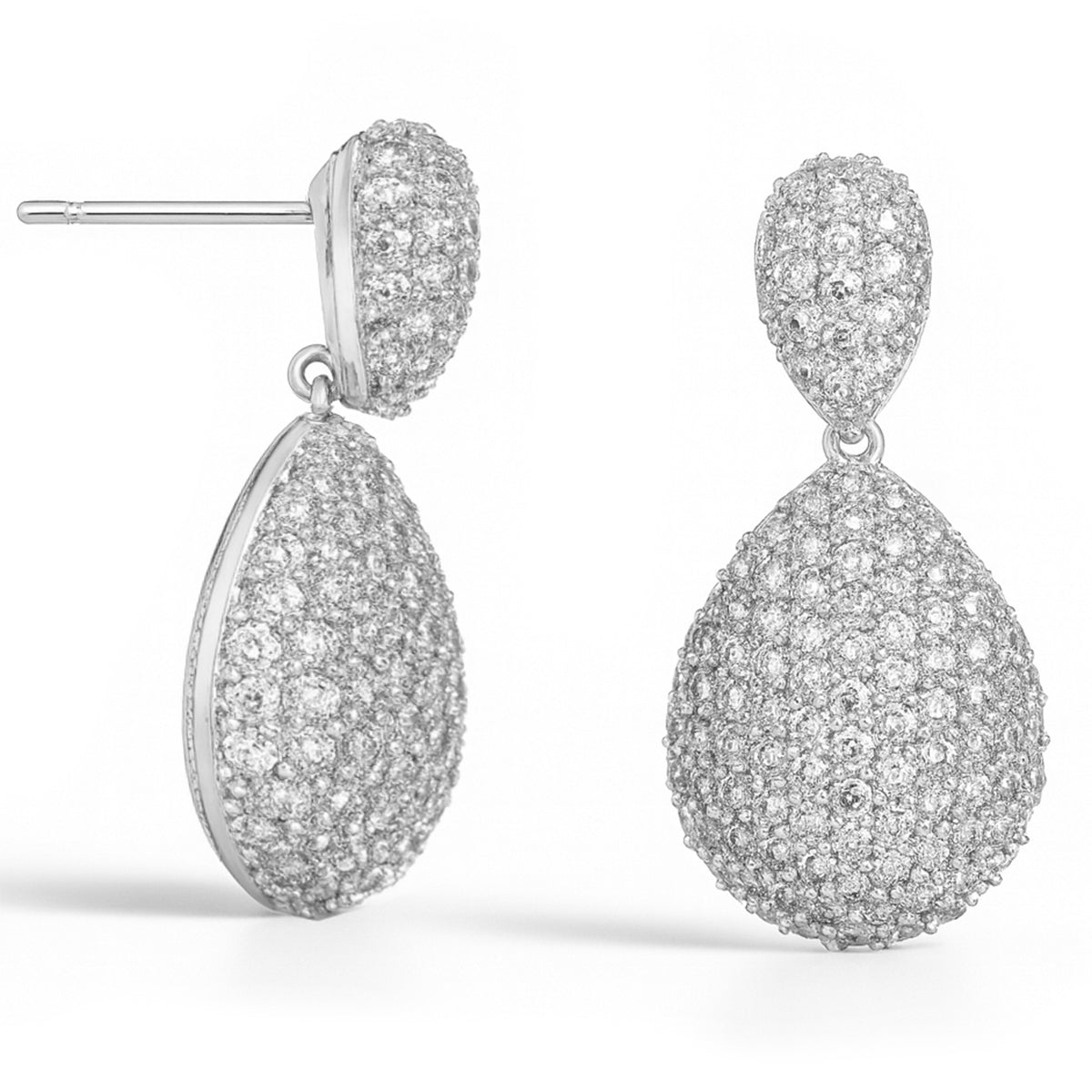 CZ Pavé Double Teardrop Earrings