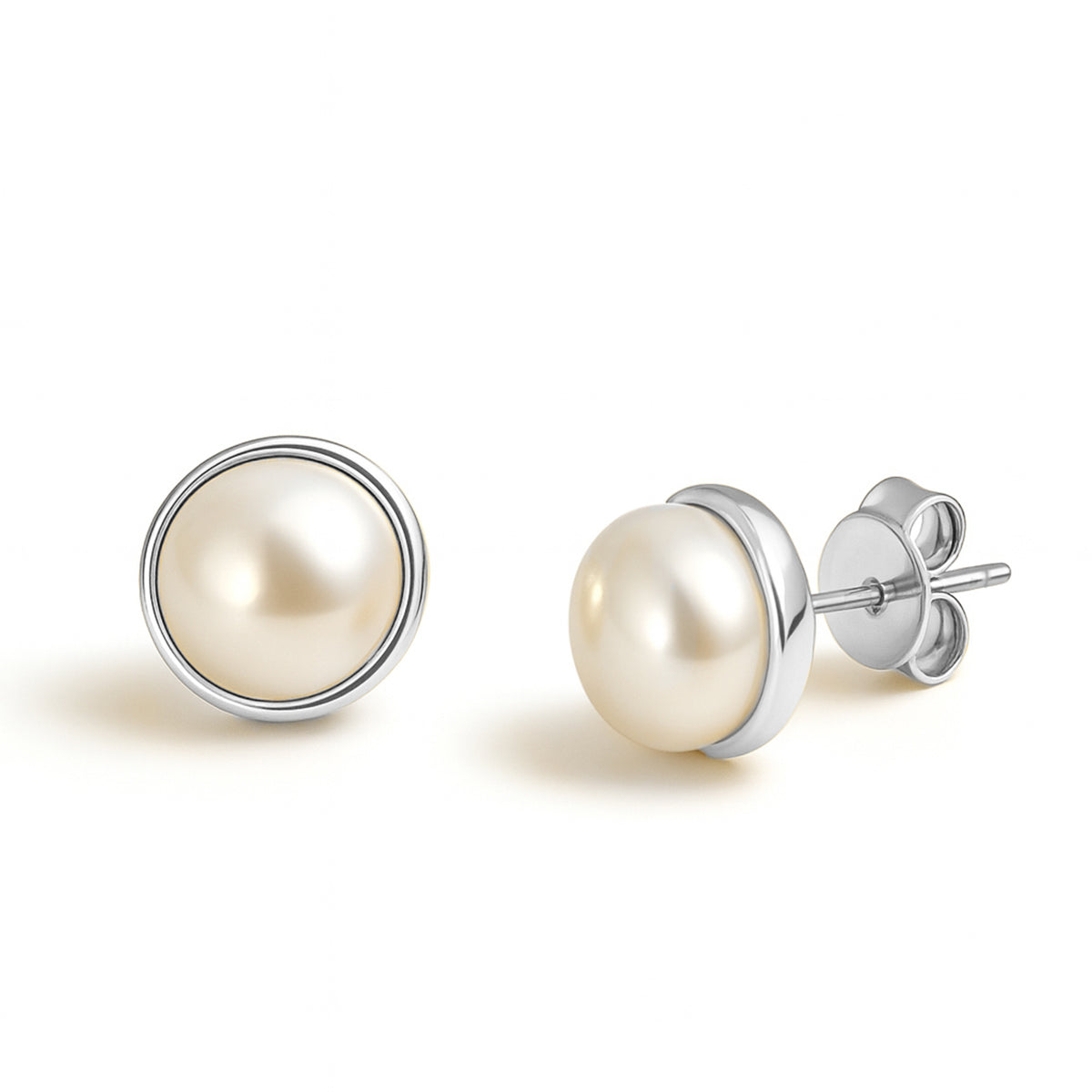 Classic Pearl Bezel Studs