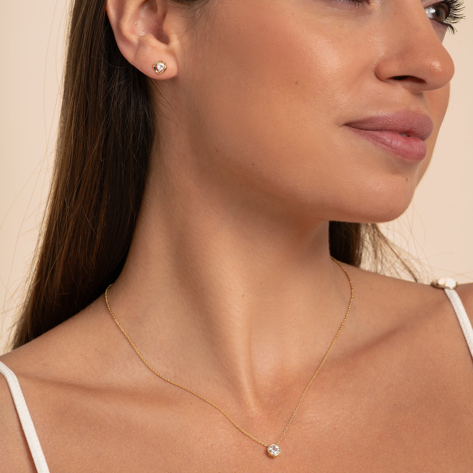 Modern CZ Bezel Studs