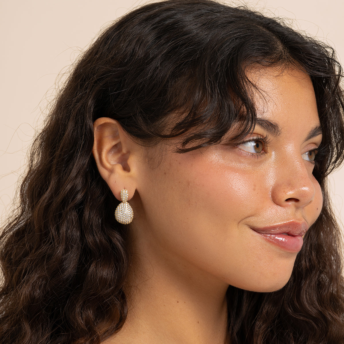 CZ Pavé Double Teardrop Earrings