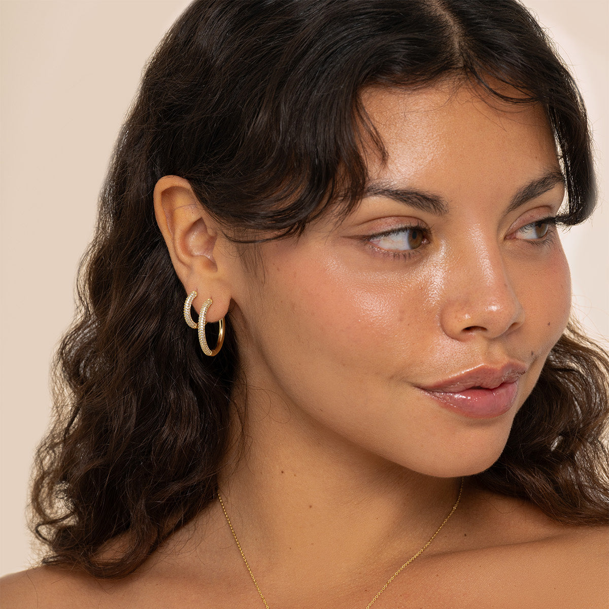 CZ Pave Huggie Hoop Earrings