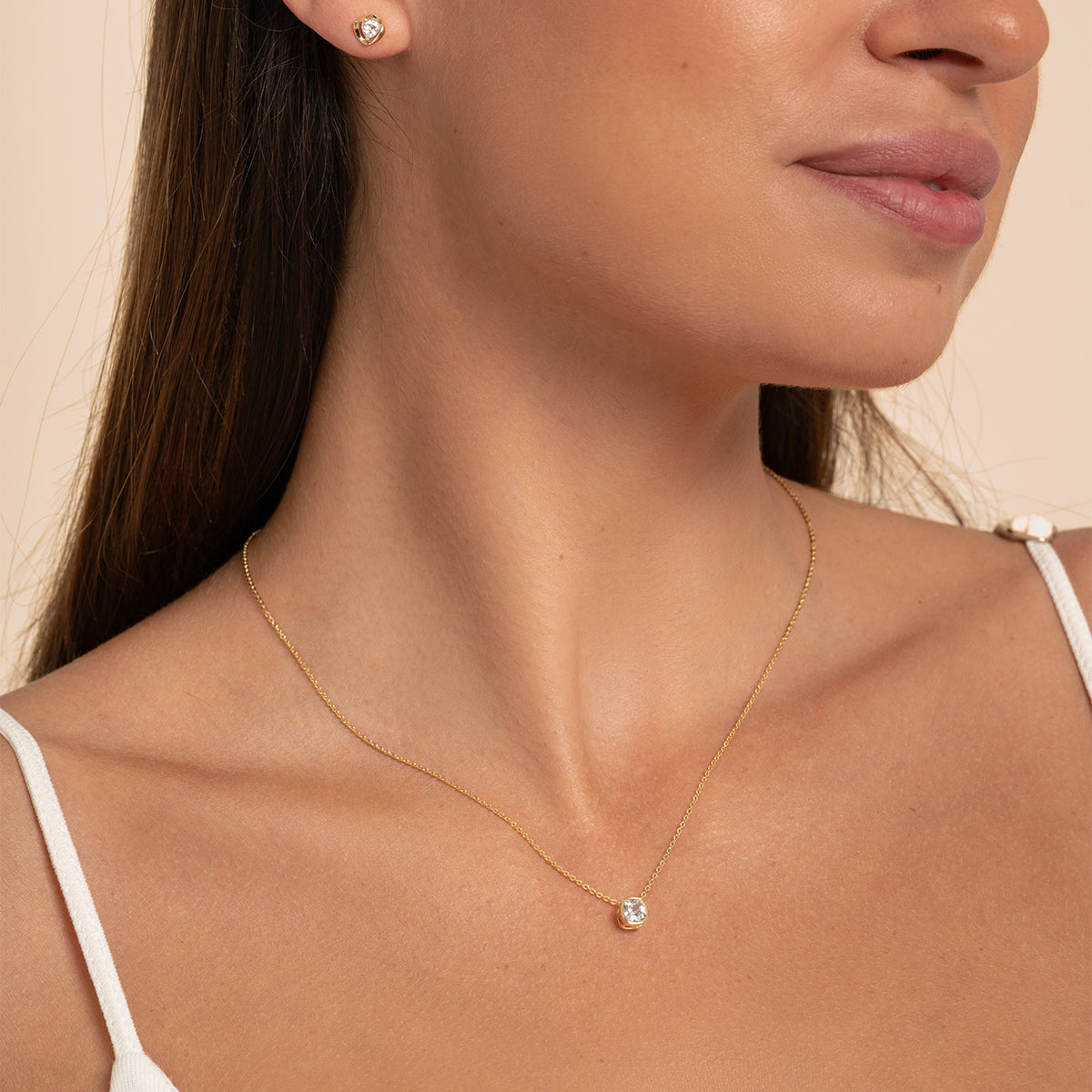 Floating CZ Bezel Solitaire Necklace