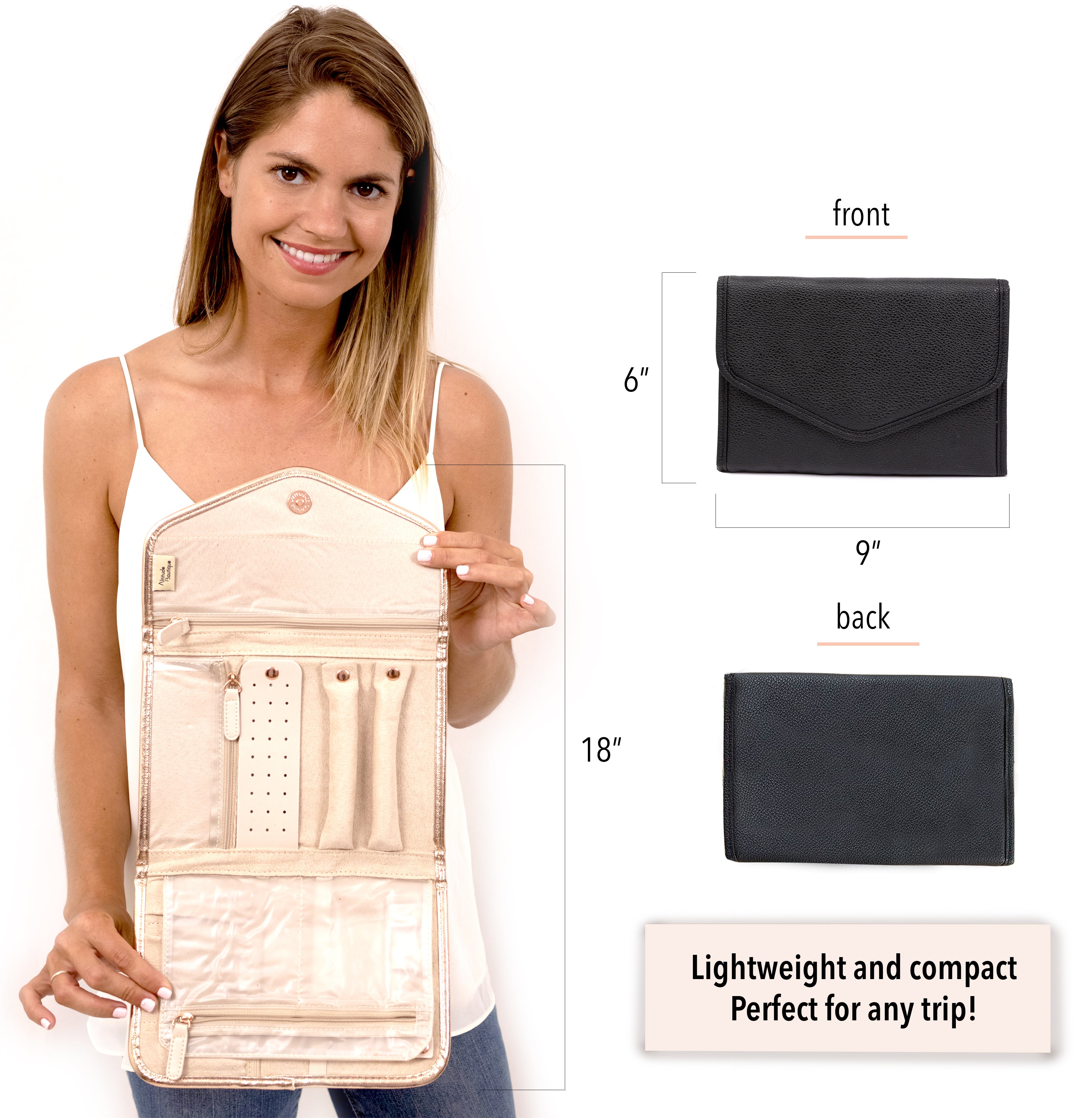 Black Vegan Leather Jewelry Organizer