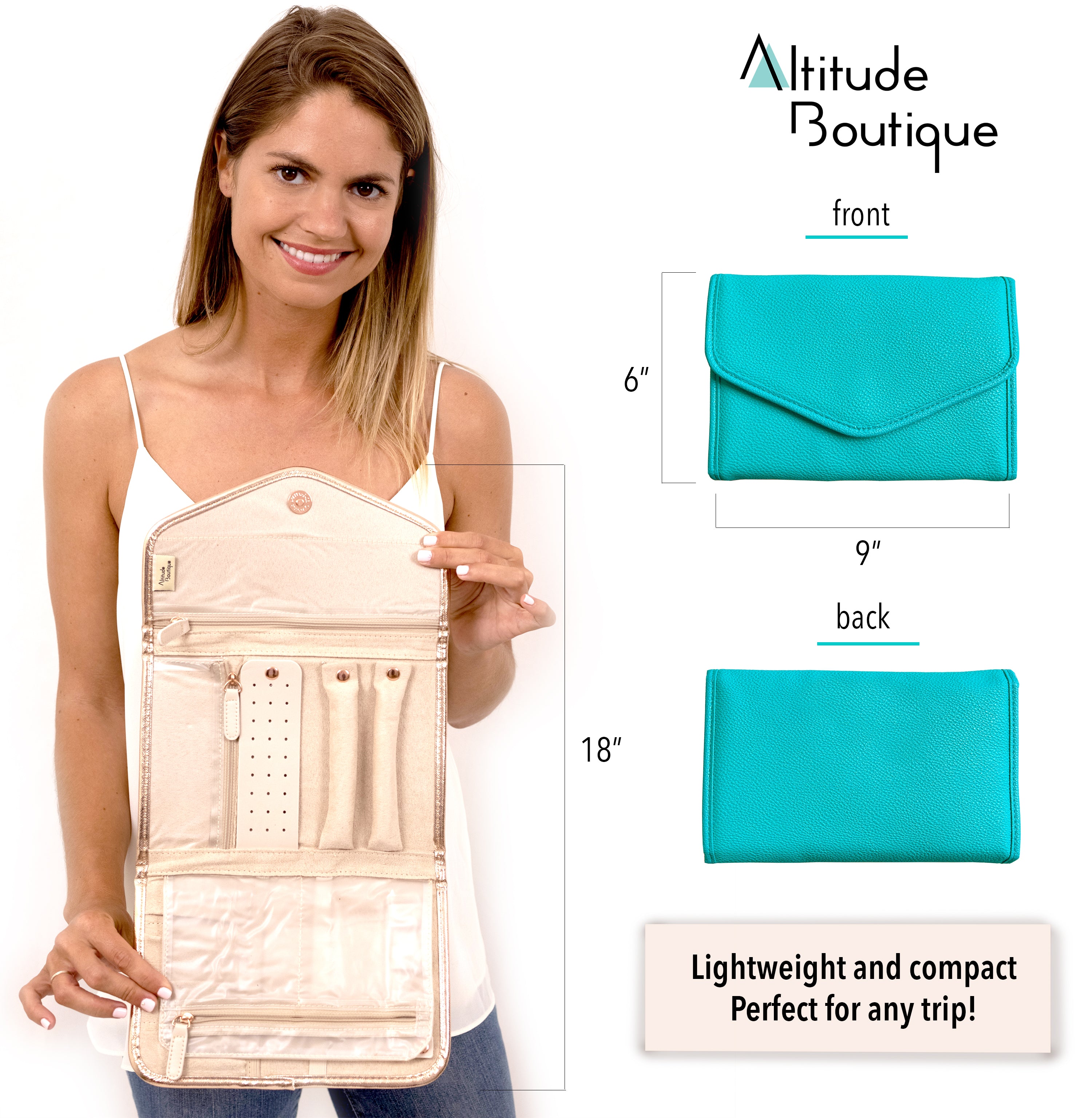 Teal Vegan Leather Jewelry Organizer