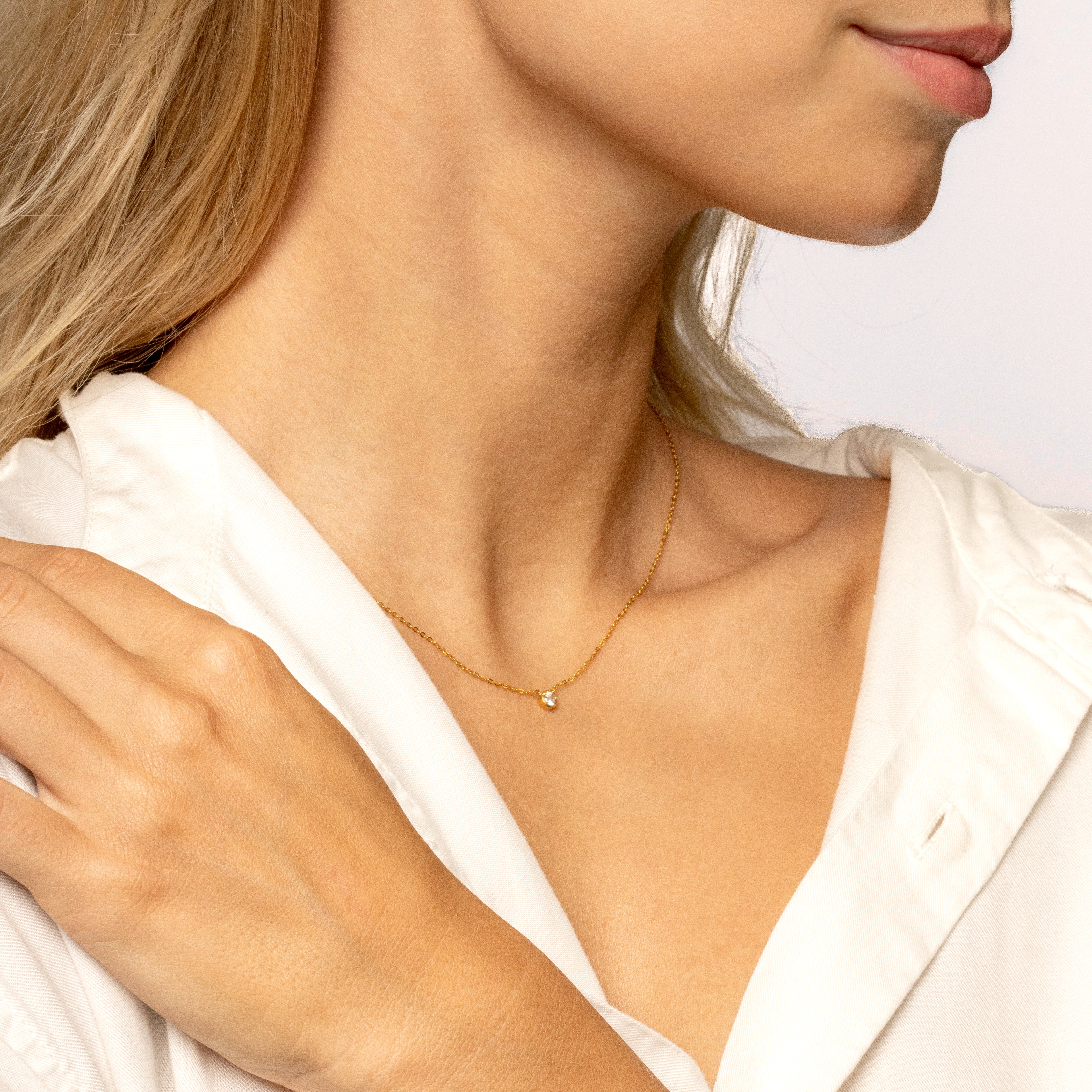 Solitaire Bezel Pendant Necklace