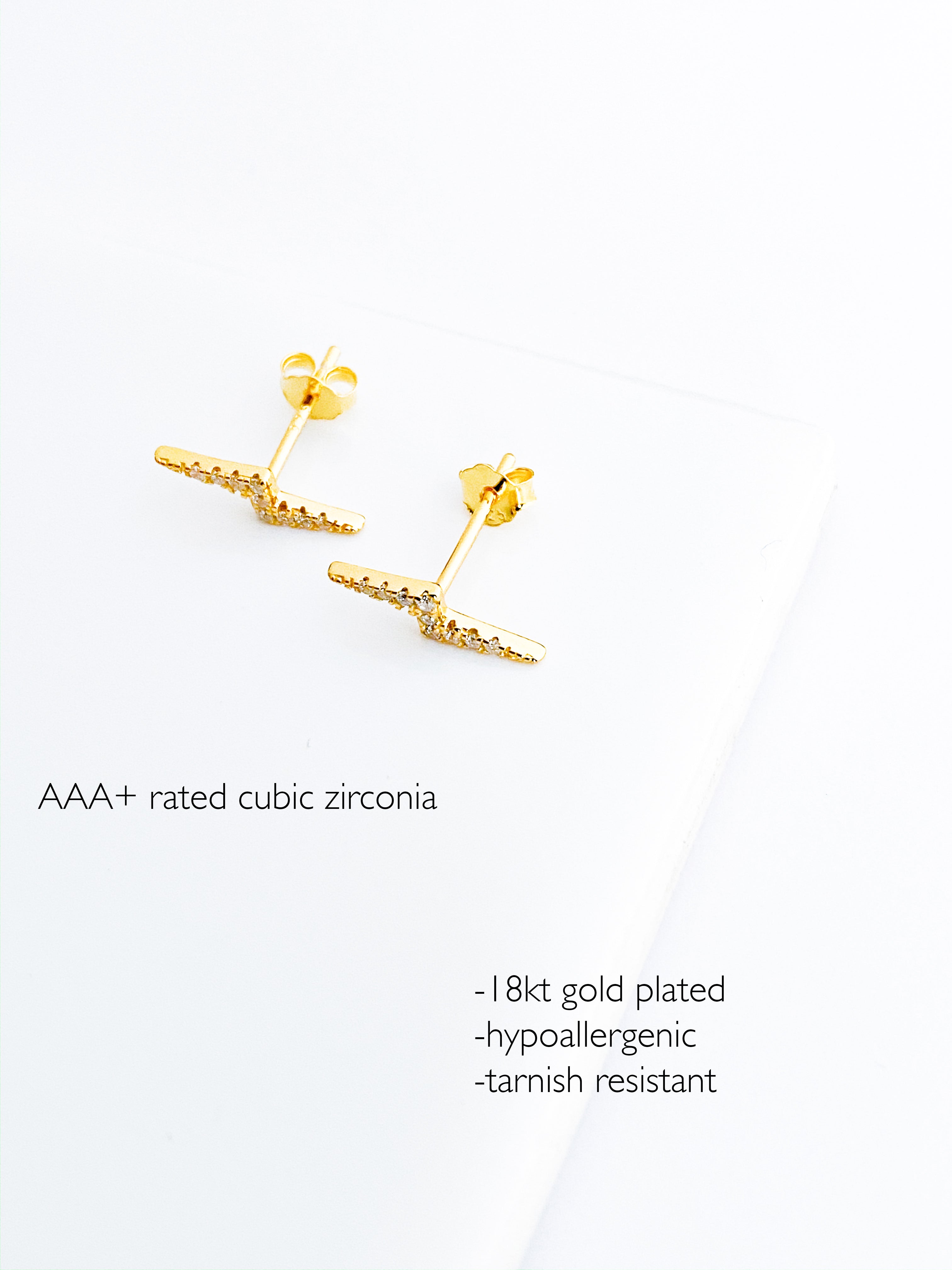 CZ Lightning Stud Earrings