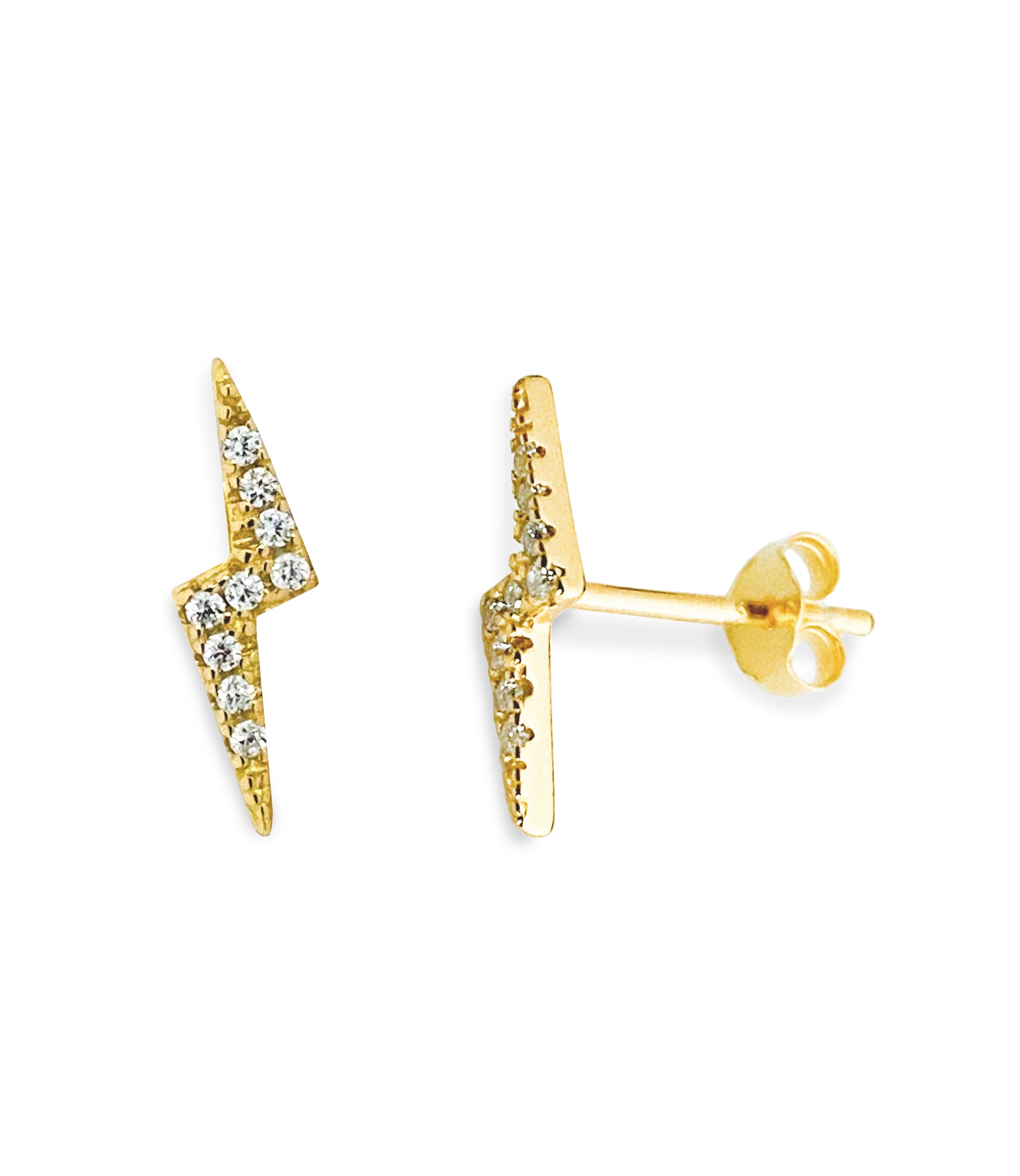 CZ Lightning Stud Earrings