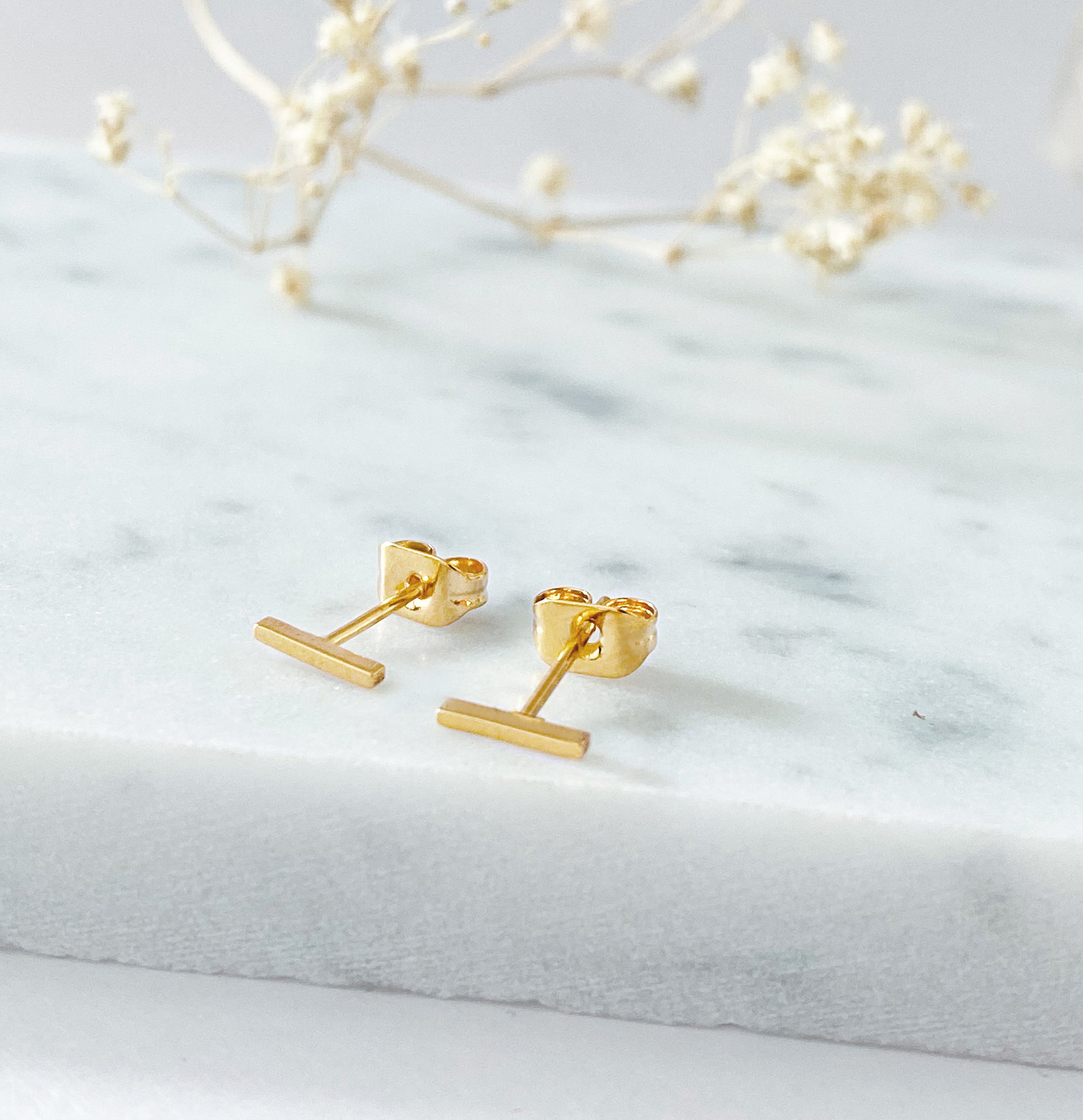 Thin Bar Stud Earrings