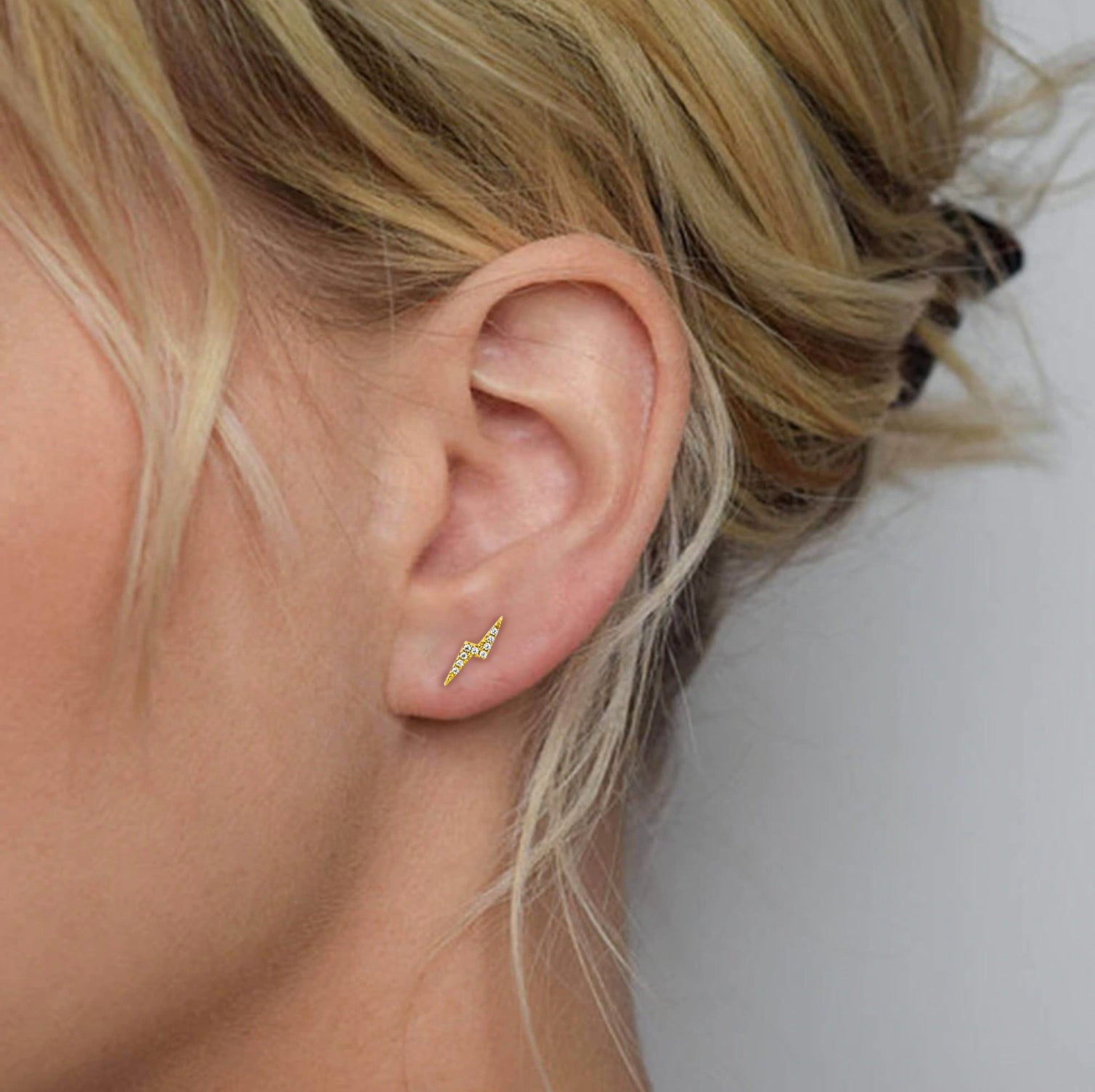 CZ Lightning Stud Earrings