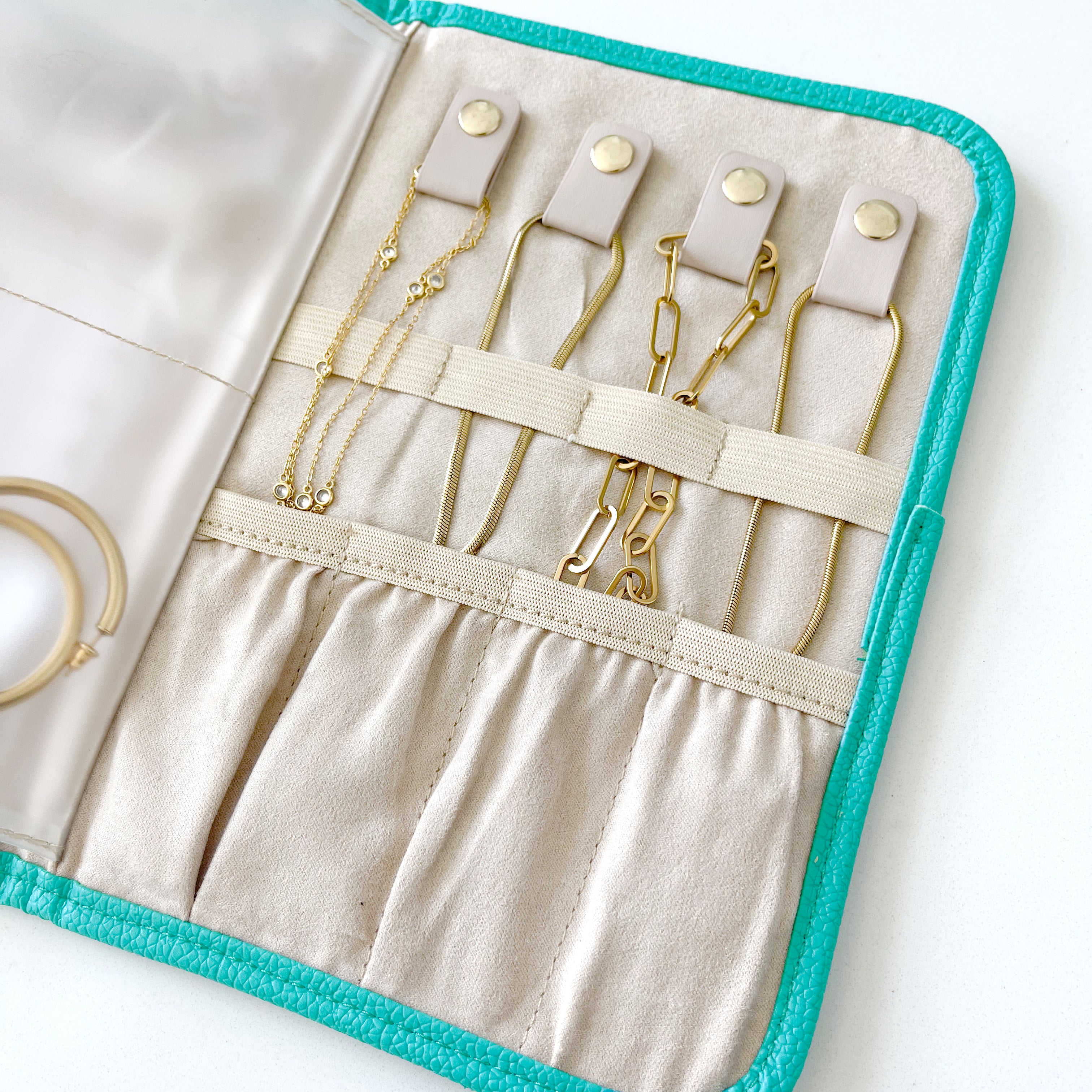Teal Vegan Leather Jewelry Organizer