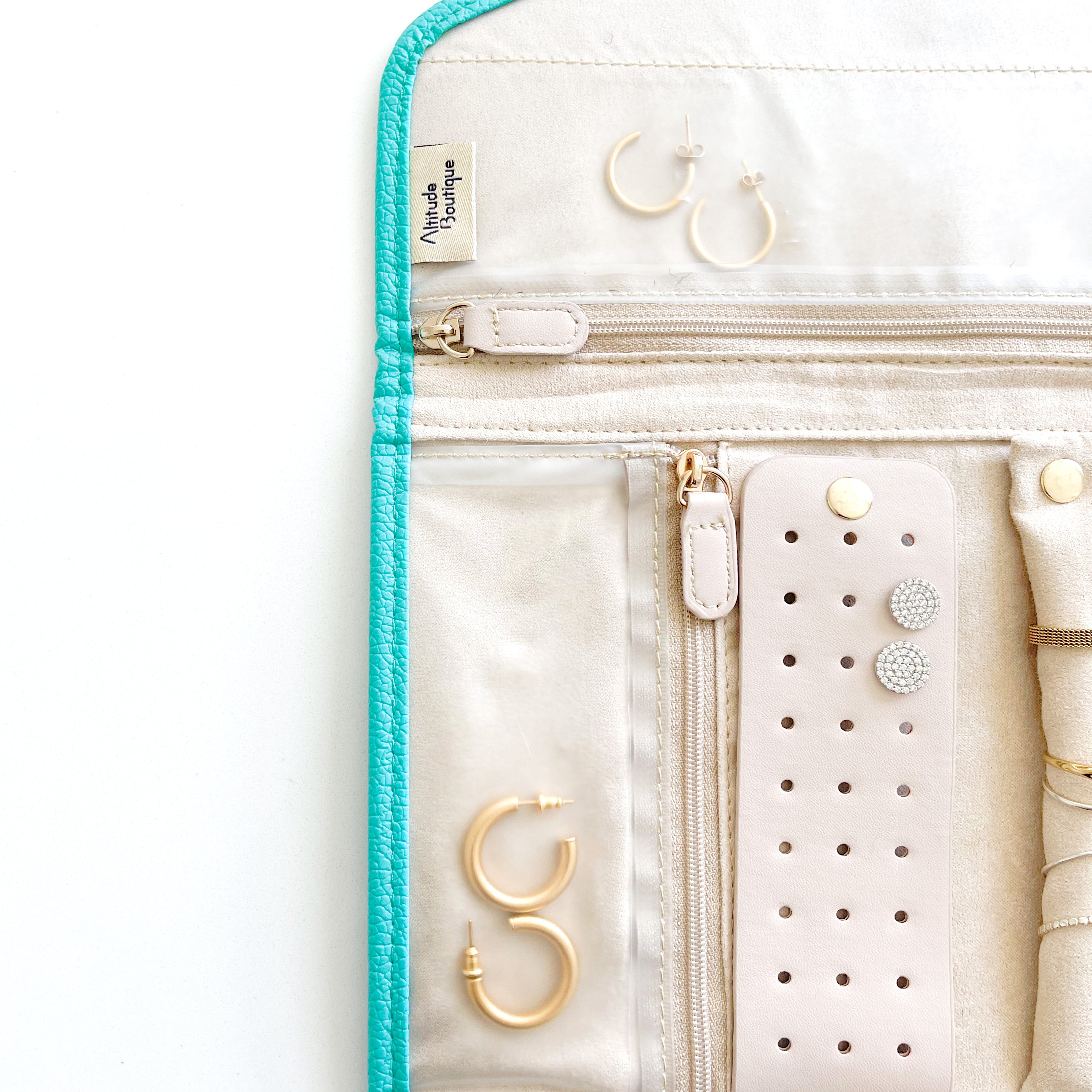 Teal Vegan Leather Jewelry Organizer