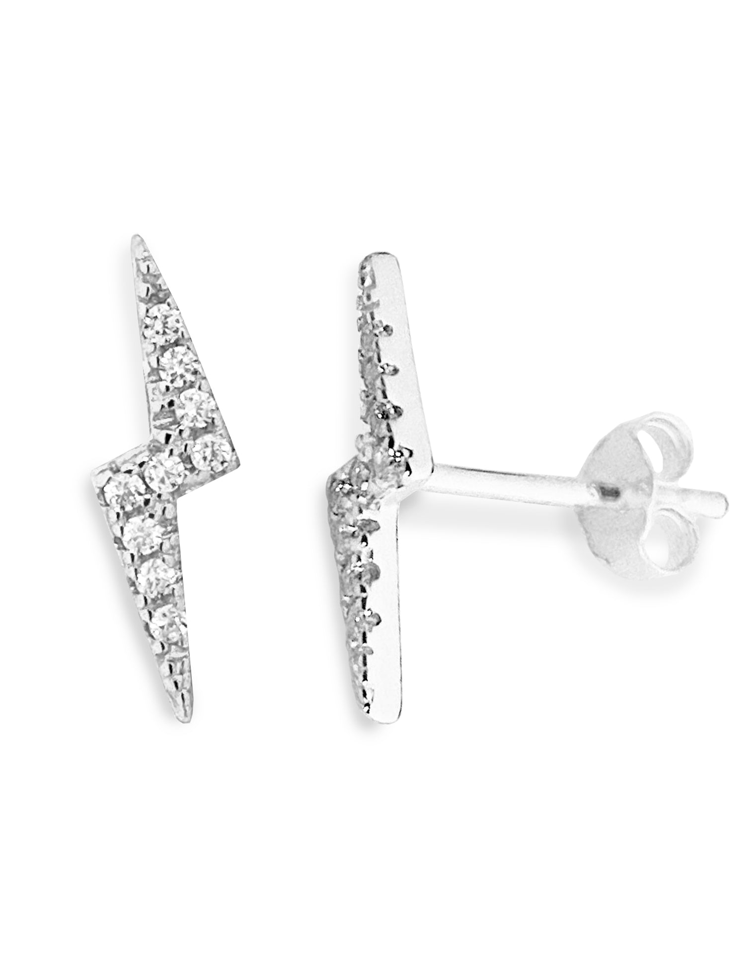 CZ Lightning Stud Earrings