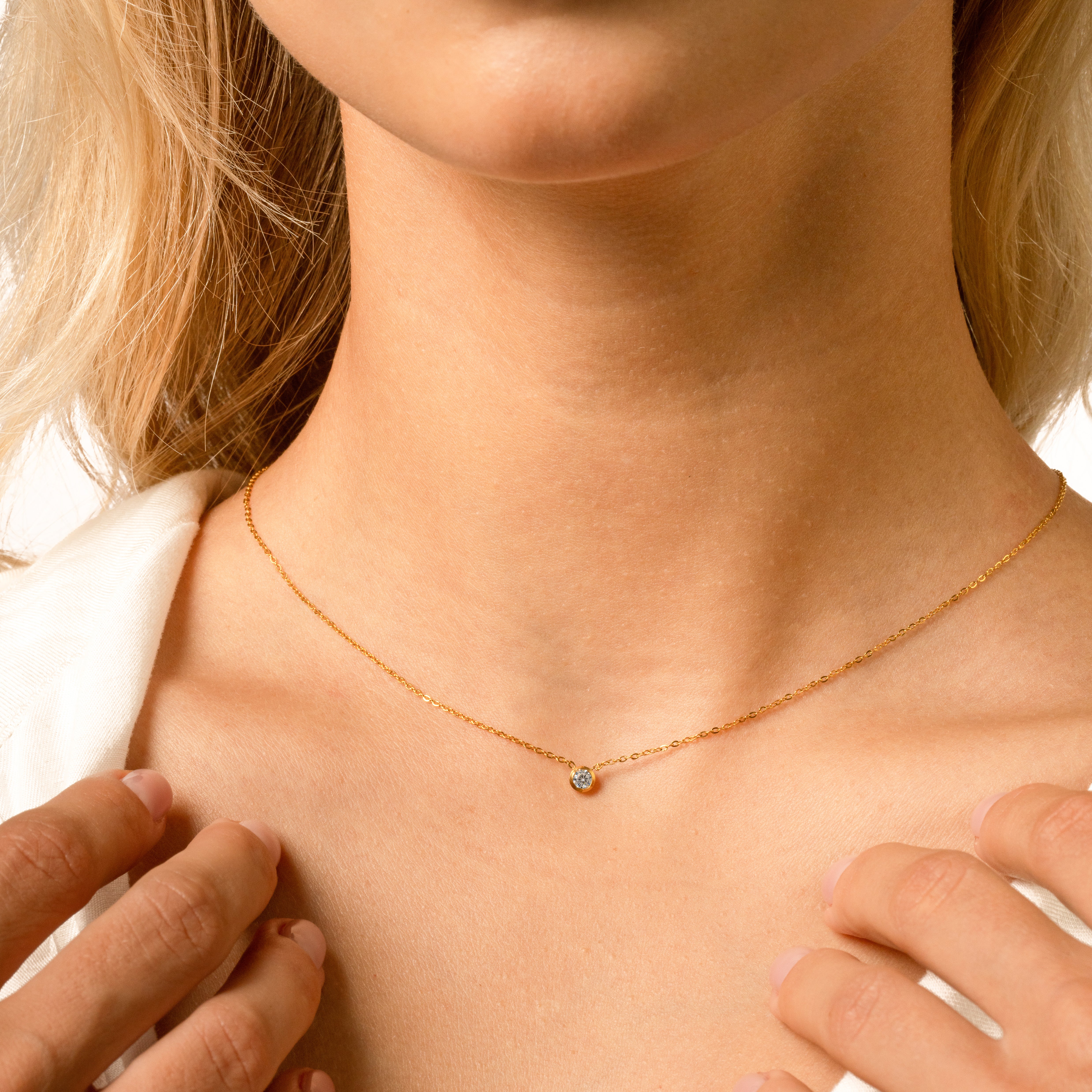 Solitaire Bezel Pendant Necklace