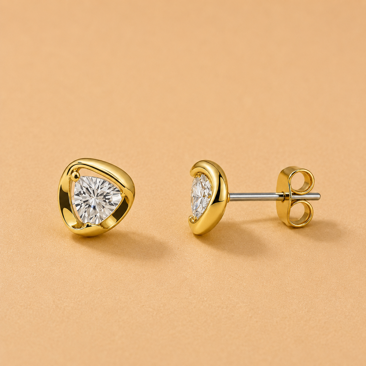 Modern CZ Bezel Studs