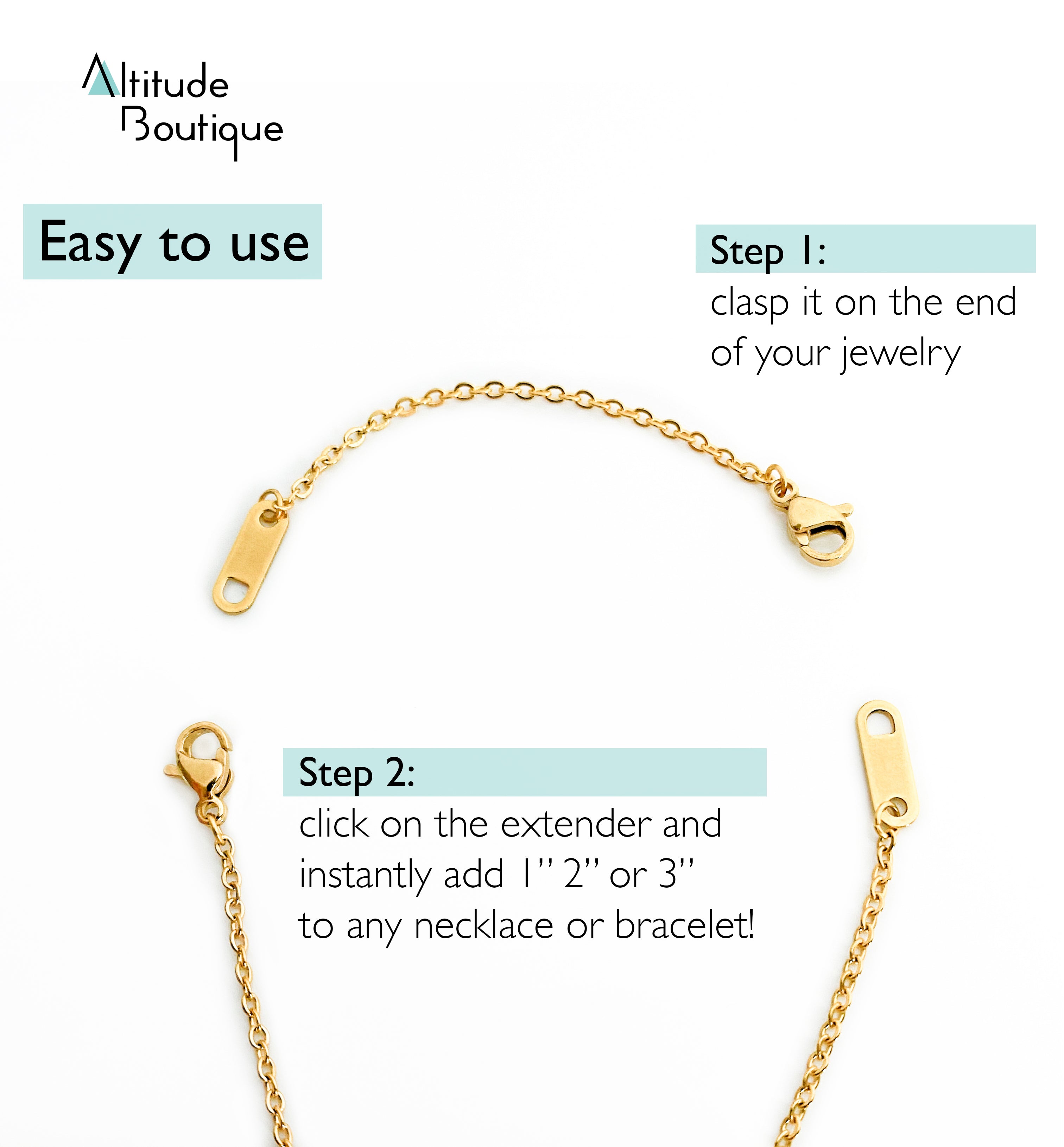 Necklace Extender 3 Piece Chain Set