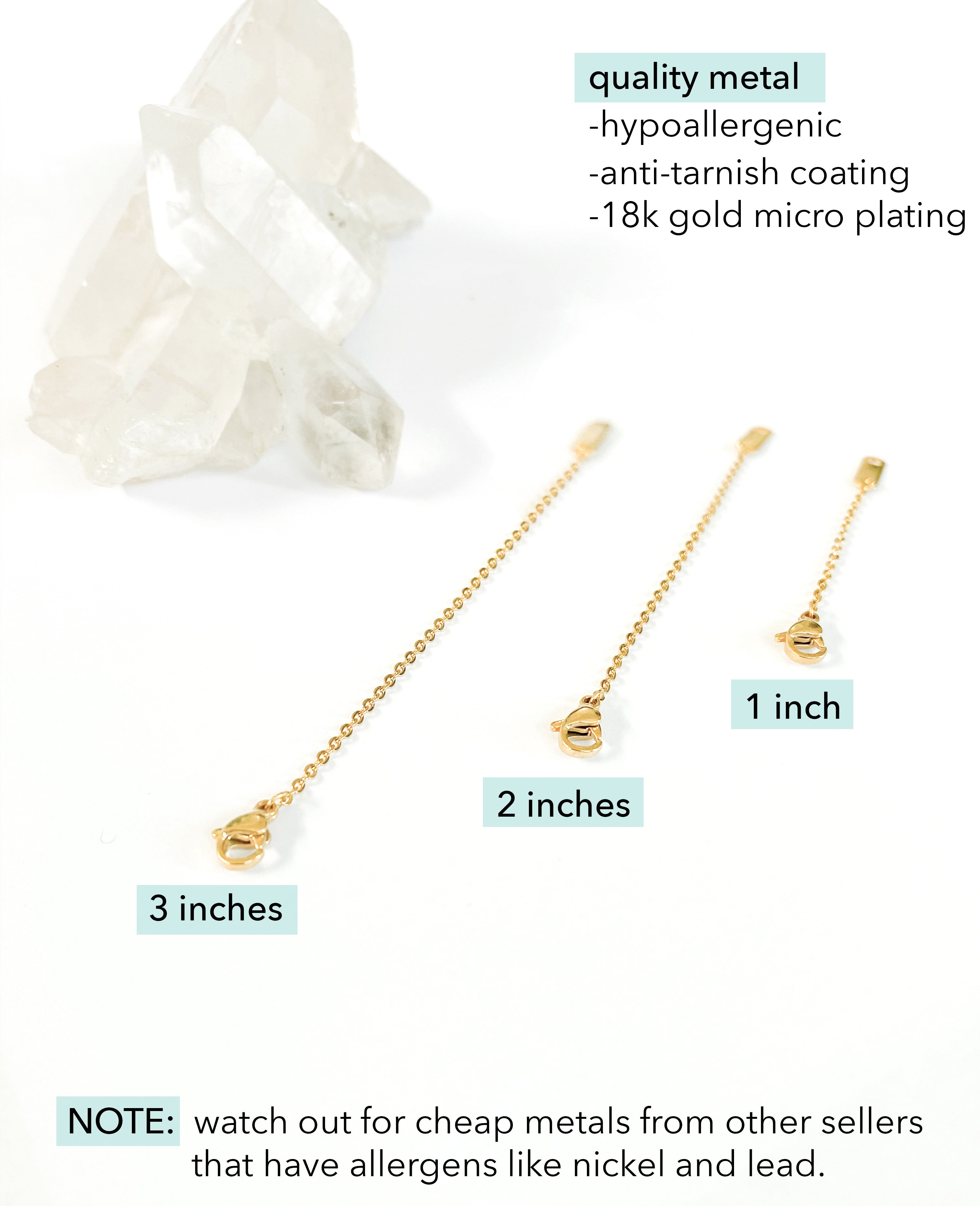 Necklace Extender 3 Piece Chain Set