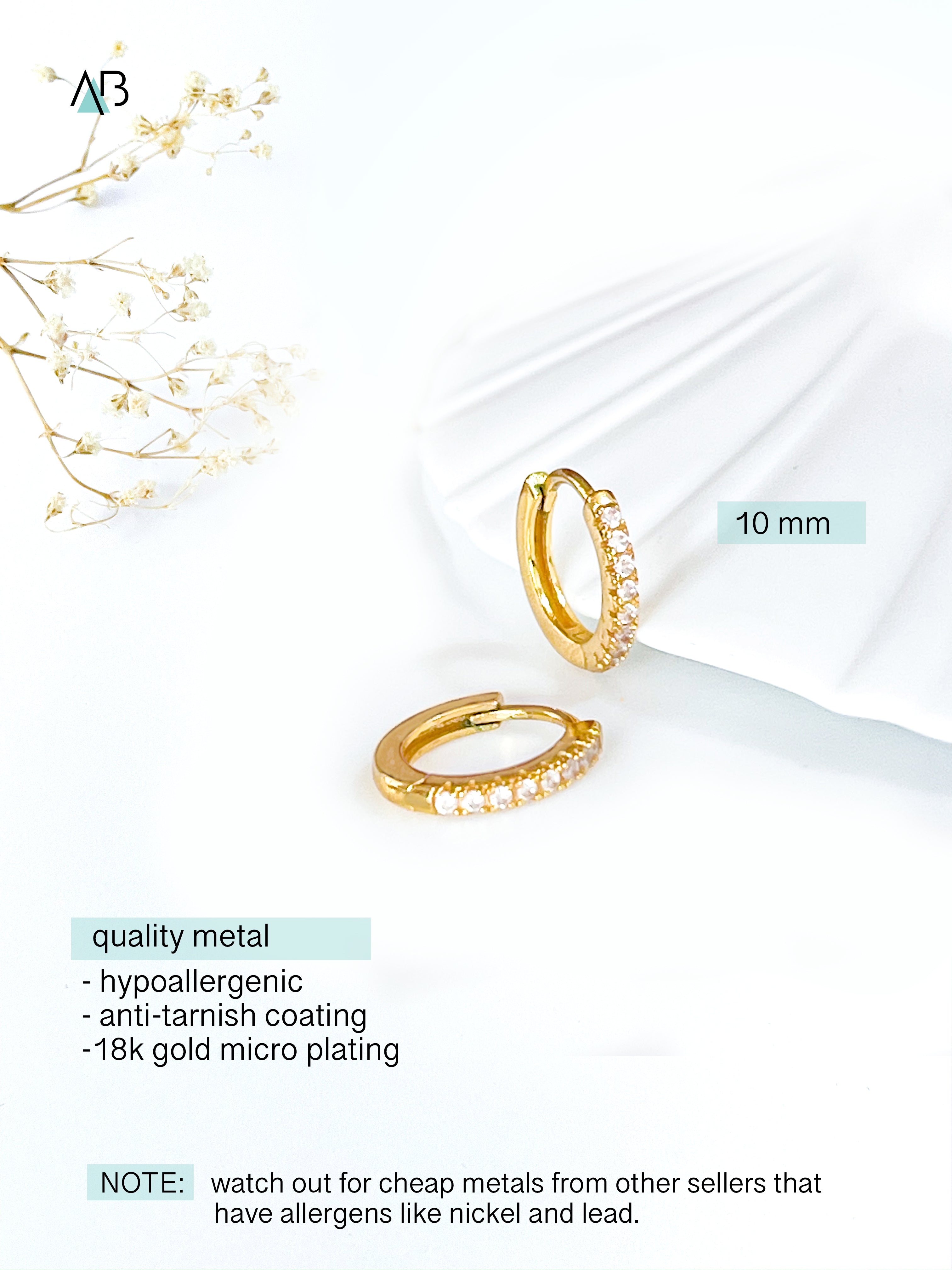 CZ Cuff Earrings Huggie Studs