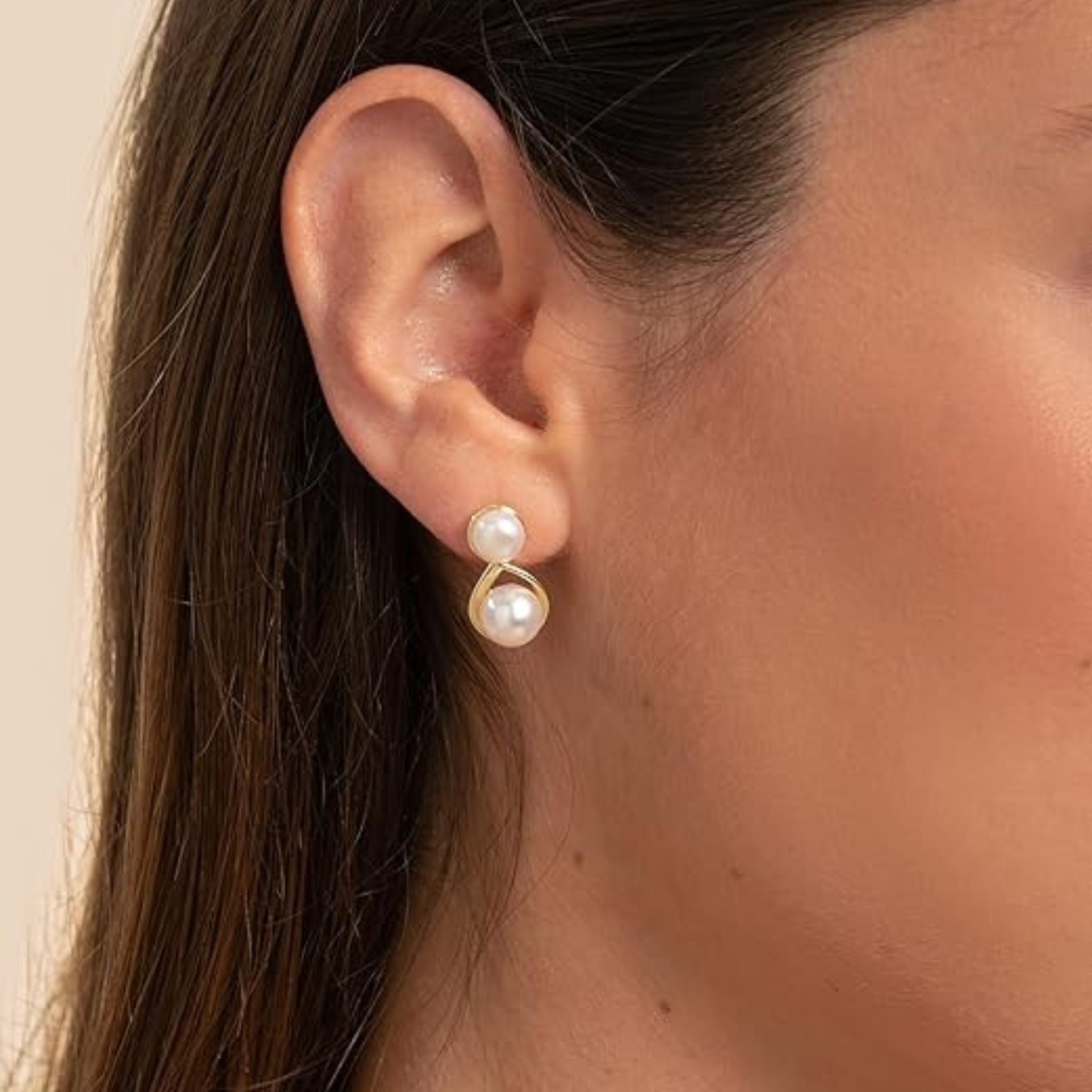 Infinity Double Pearl Studs