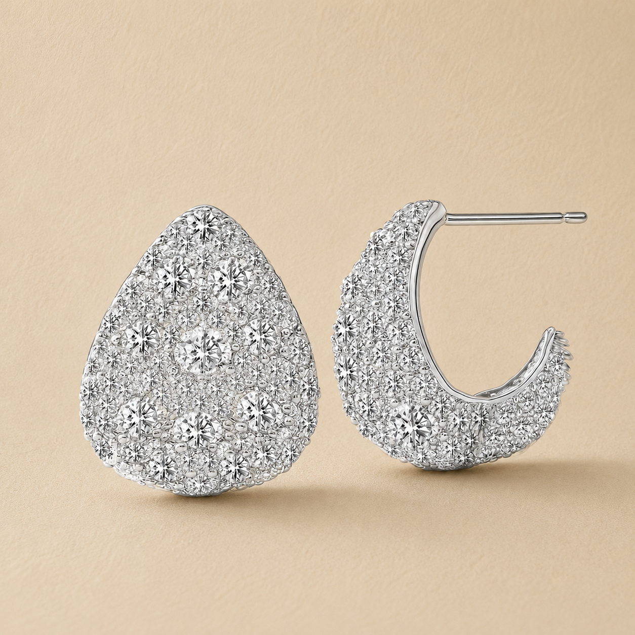 Large CZ Teardrop Pavé Earrings