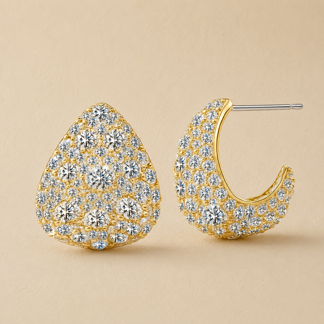 Large CZ Teardrop Pavé Earrings