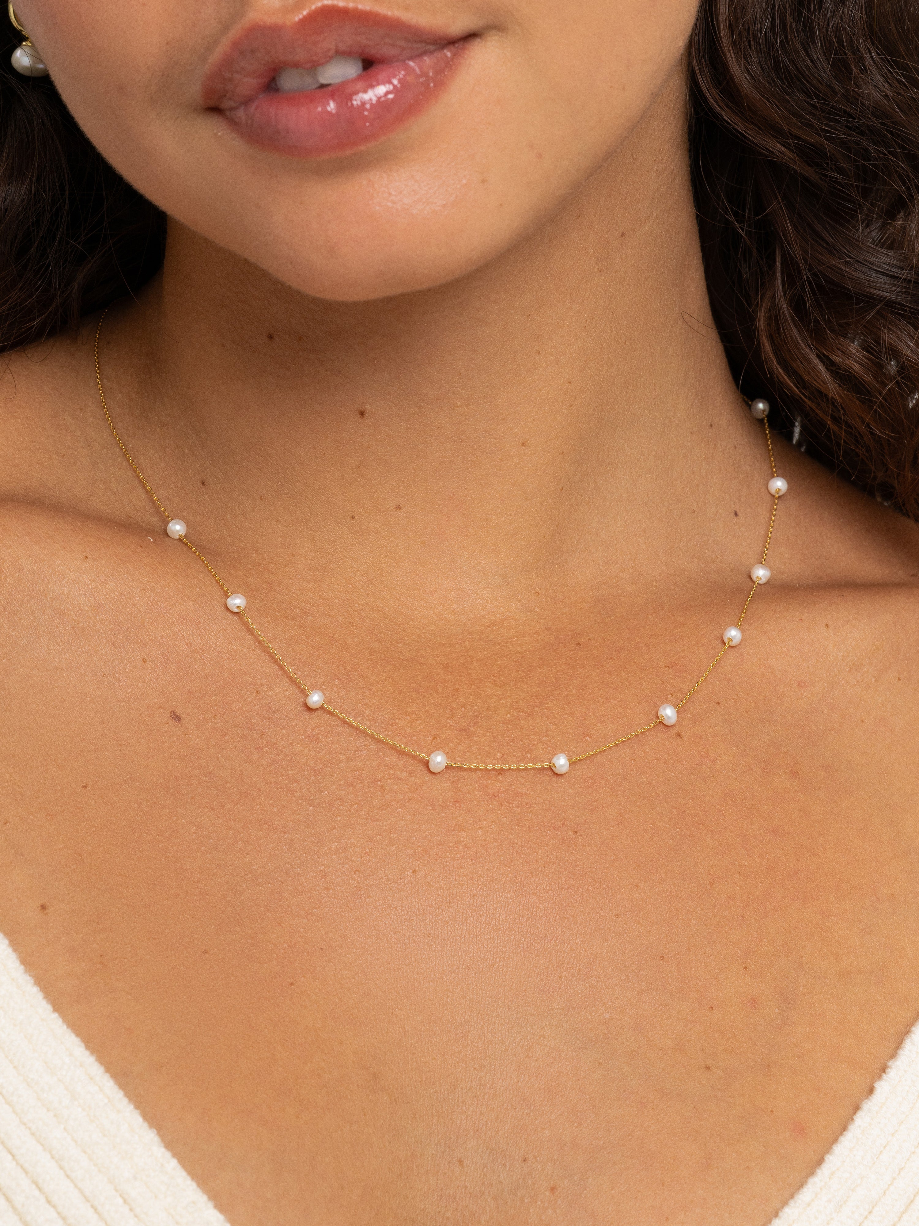 Classic Pearl Station Necklace