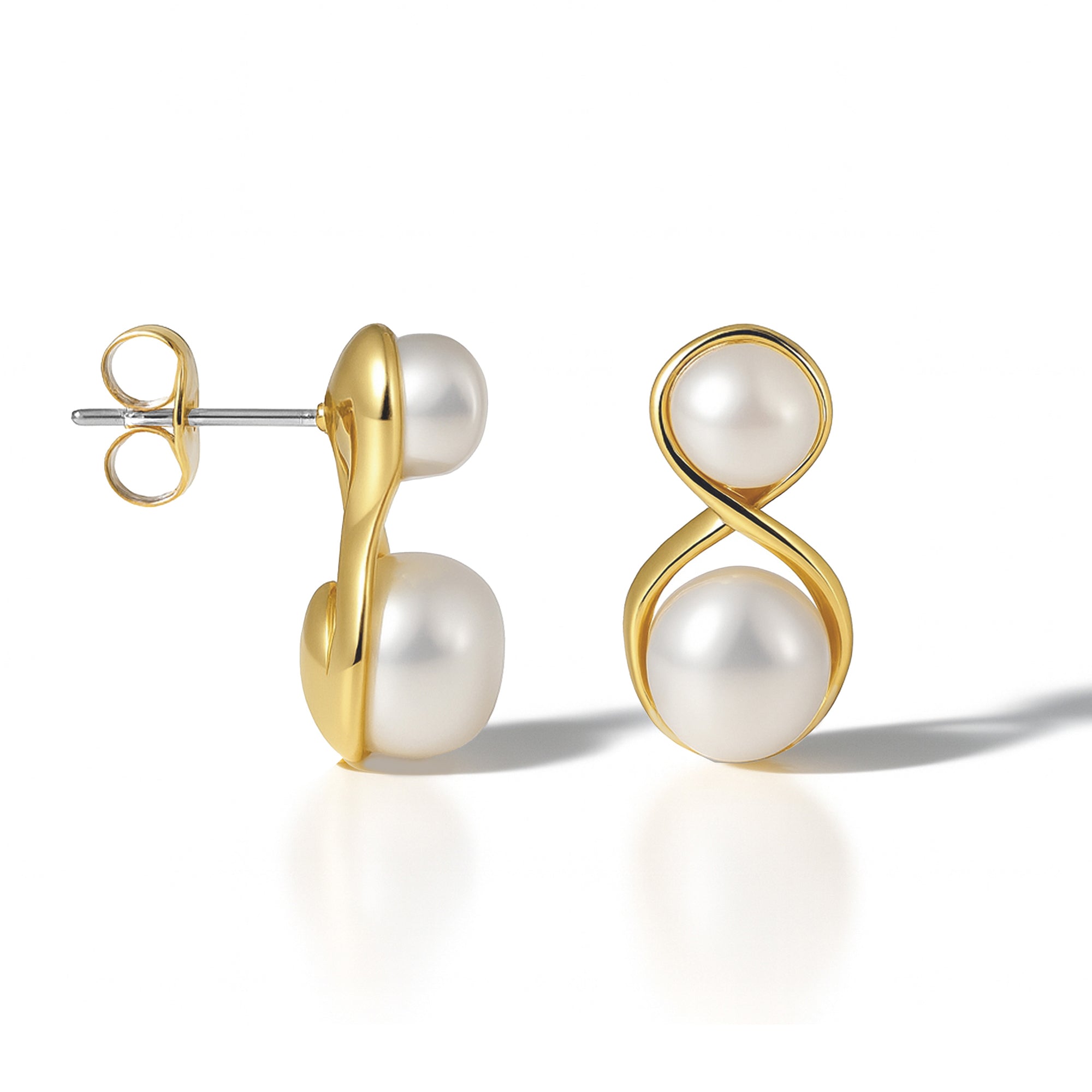 Infinity Double Pearl Studs