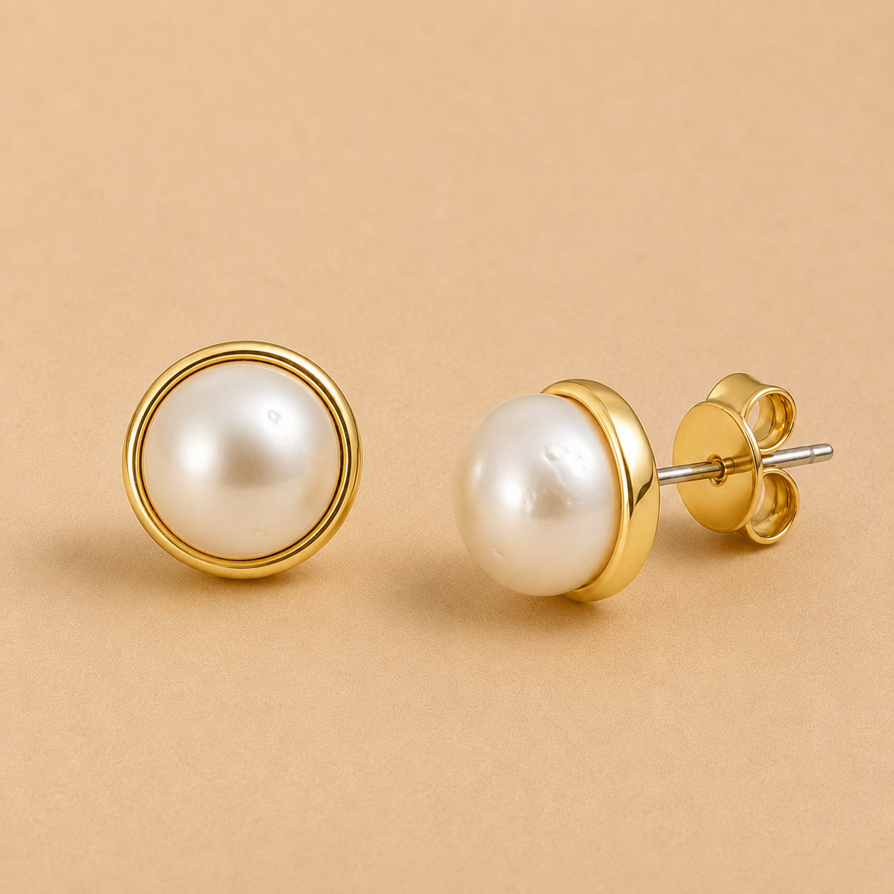 Classic Pearl Bezel Studs