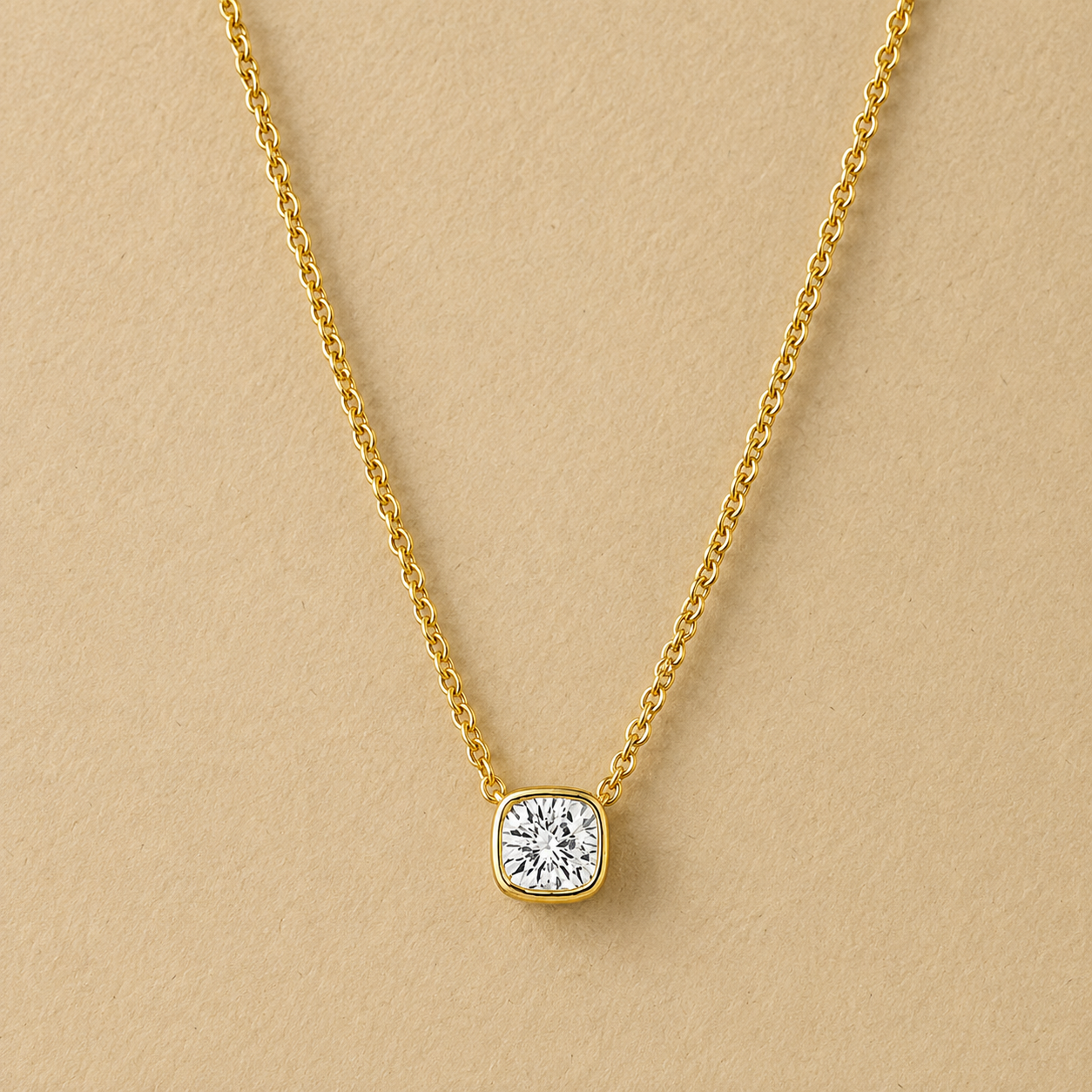 Floating CZ Bezel Solitaire Necklace