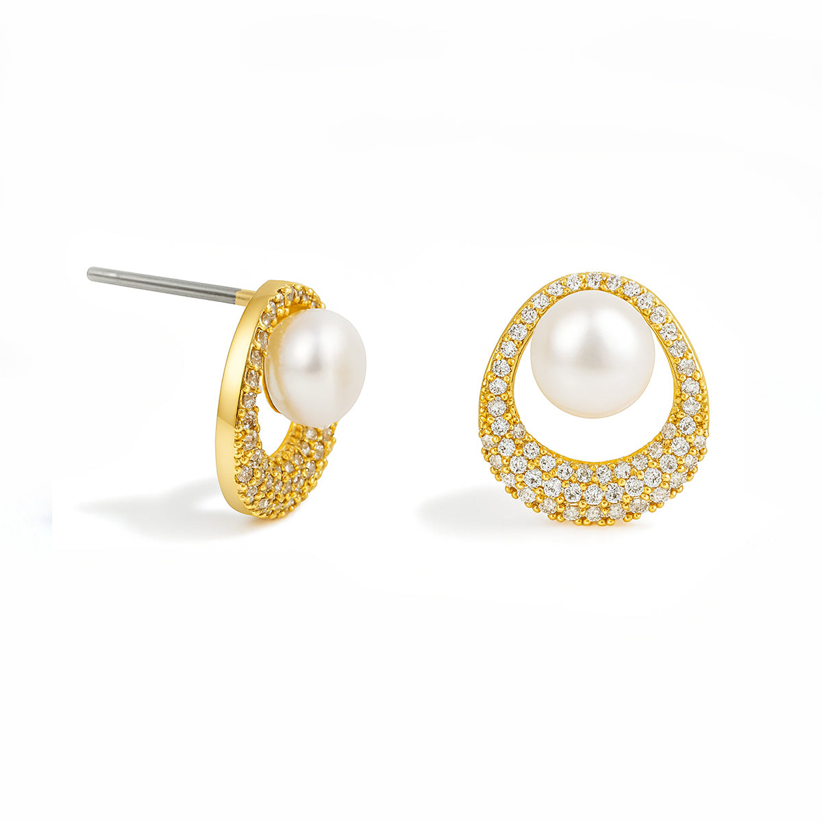 Cz Frame Pearl Knocker Studs