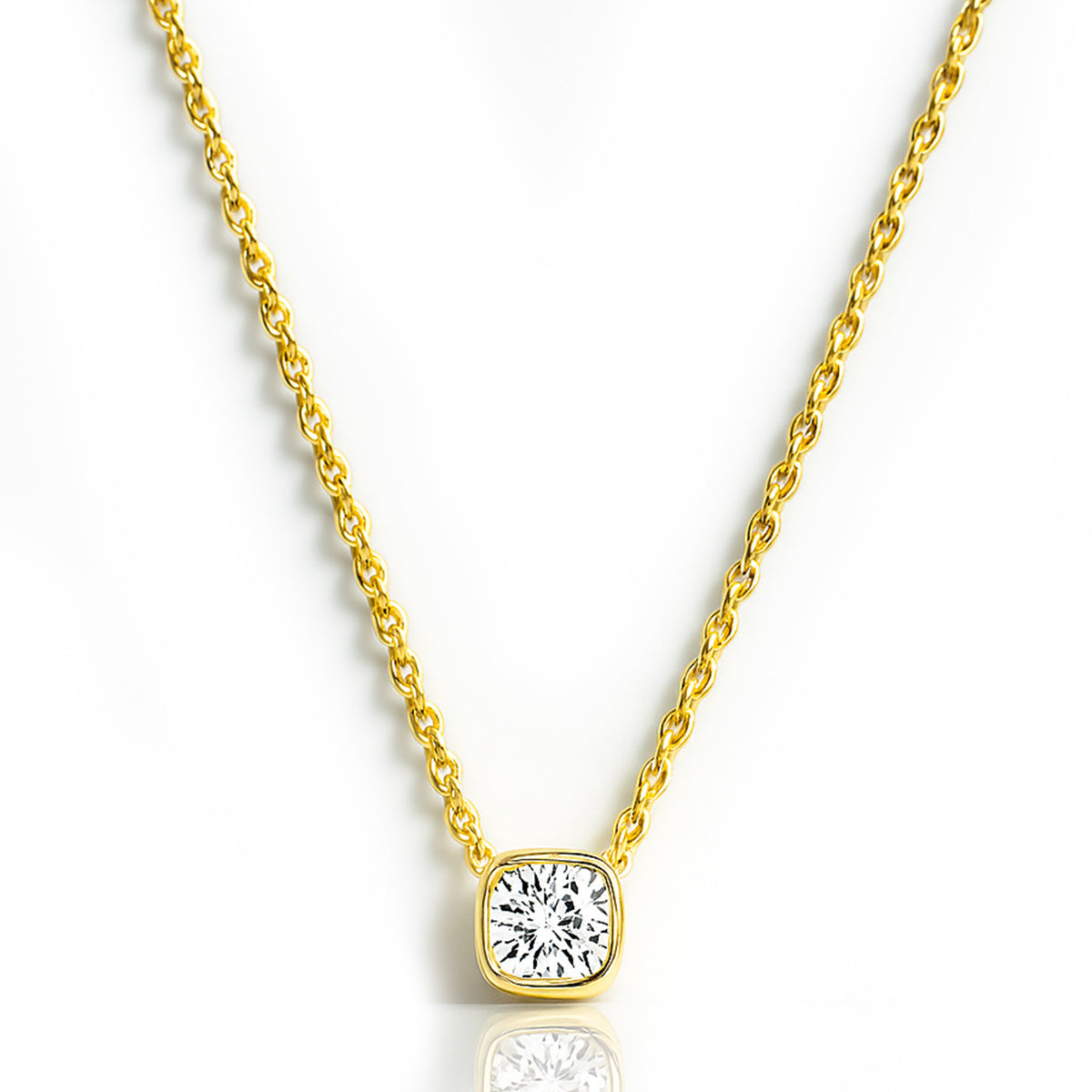 Floating CZ Bezel Solitaire Necklace