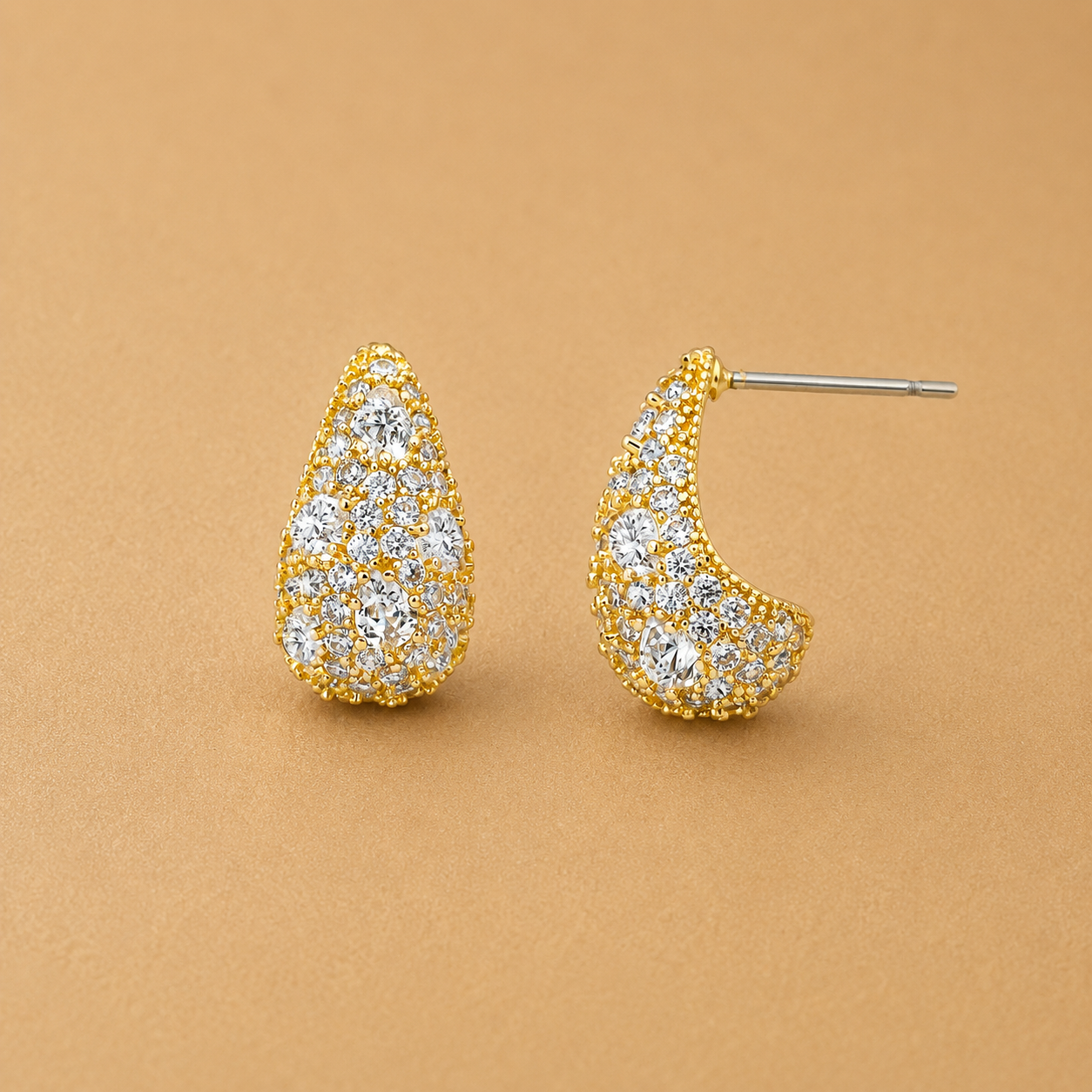 Small CZ Teardrop Pavé Earrings