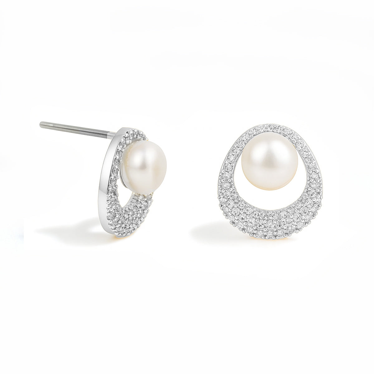 Cz Frame Pearl Knocker Studs