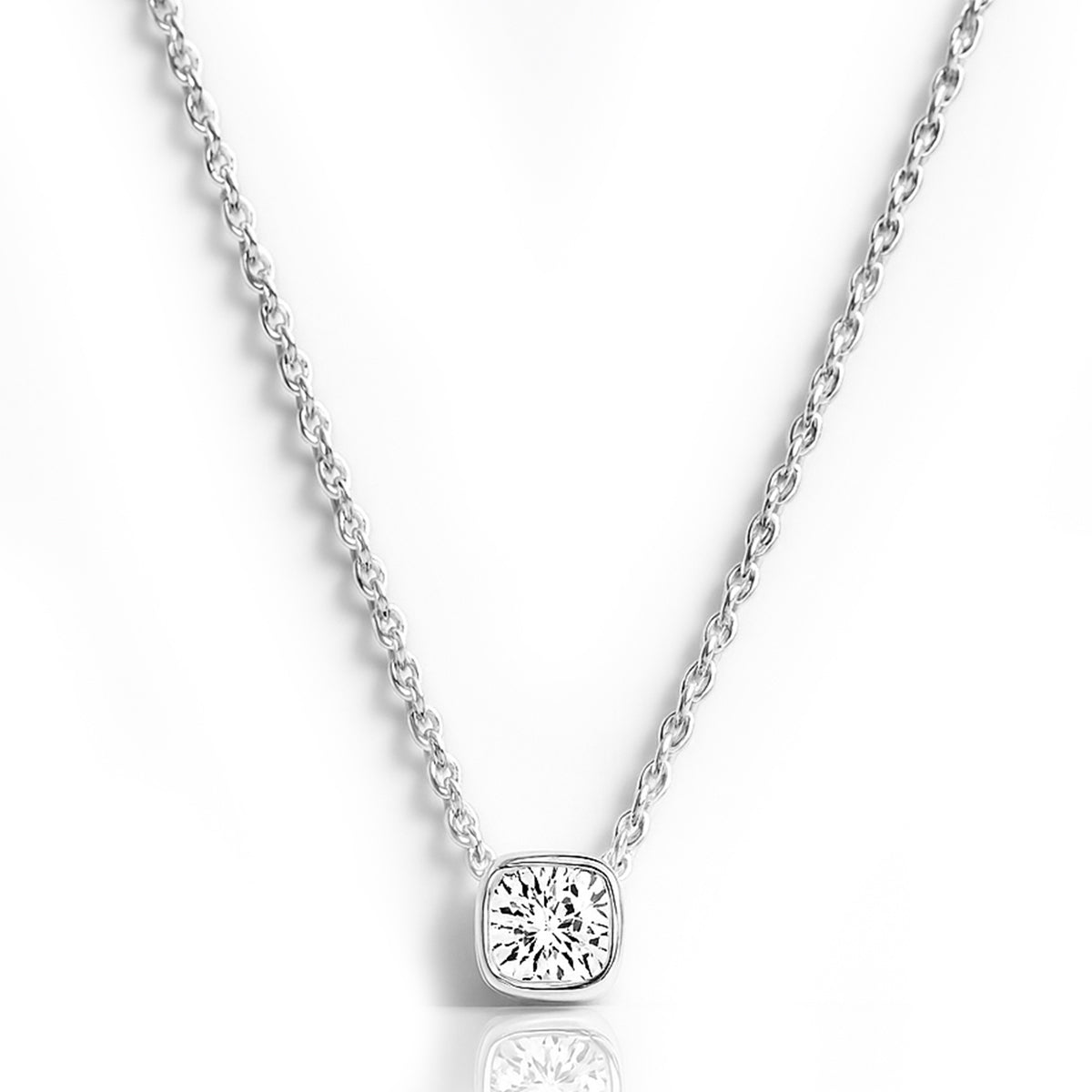 Floating CZ Bezel Solitaire Necklace