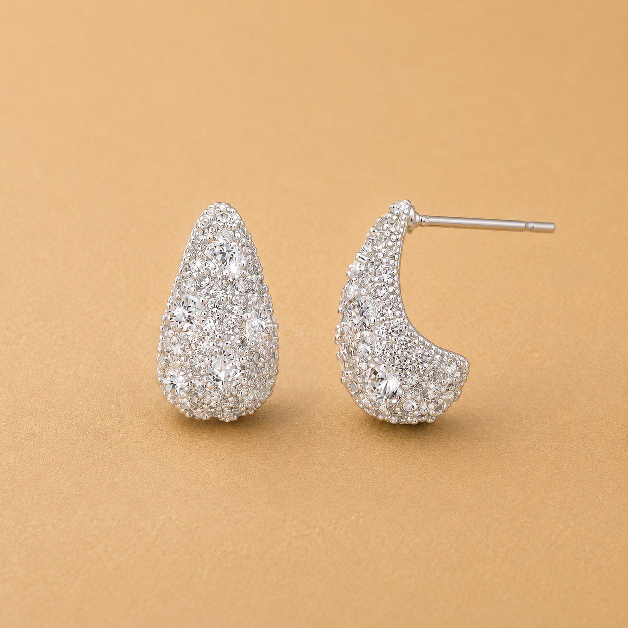 Small CZ Teardrop Pavé Earrings