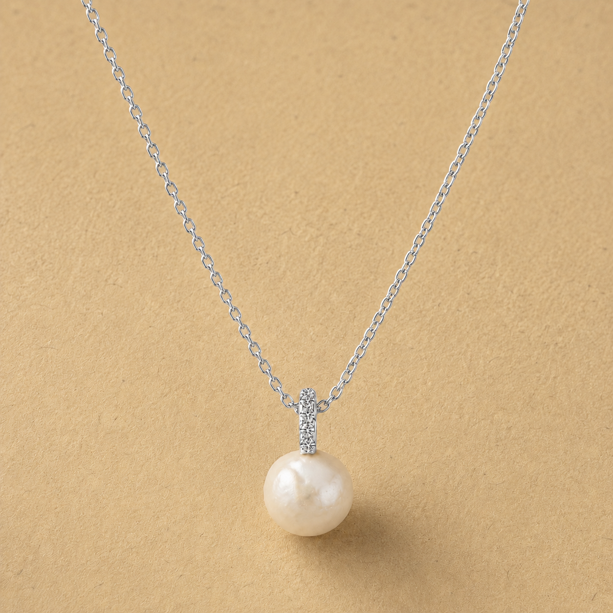 CZ Pearl Drop Necklace