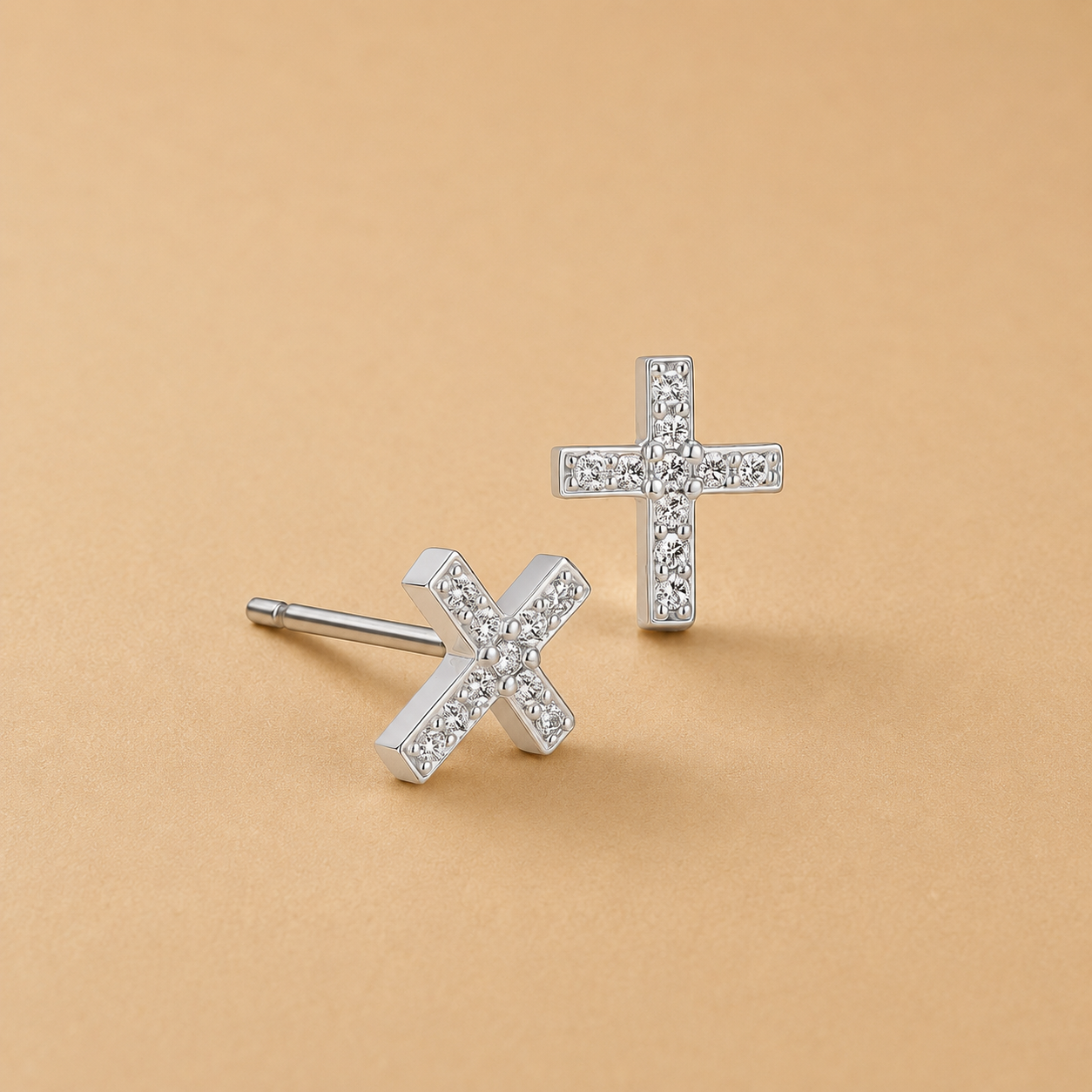 Cz Cross Earrings