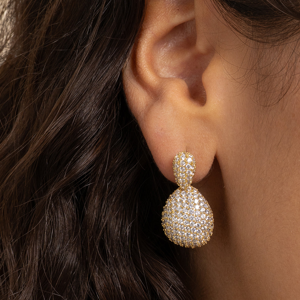 CZ Pavé Double Teardrop Earrings