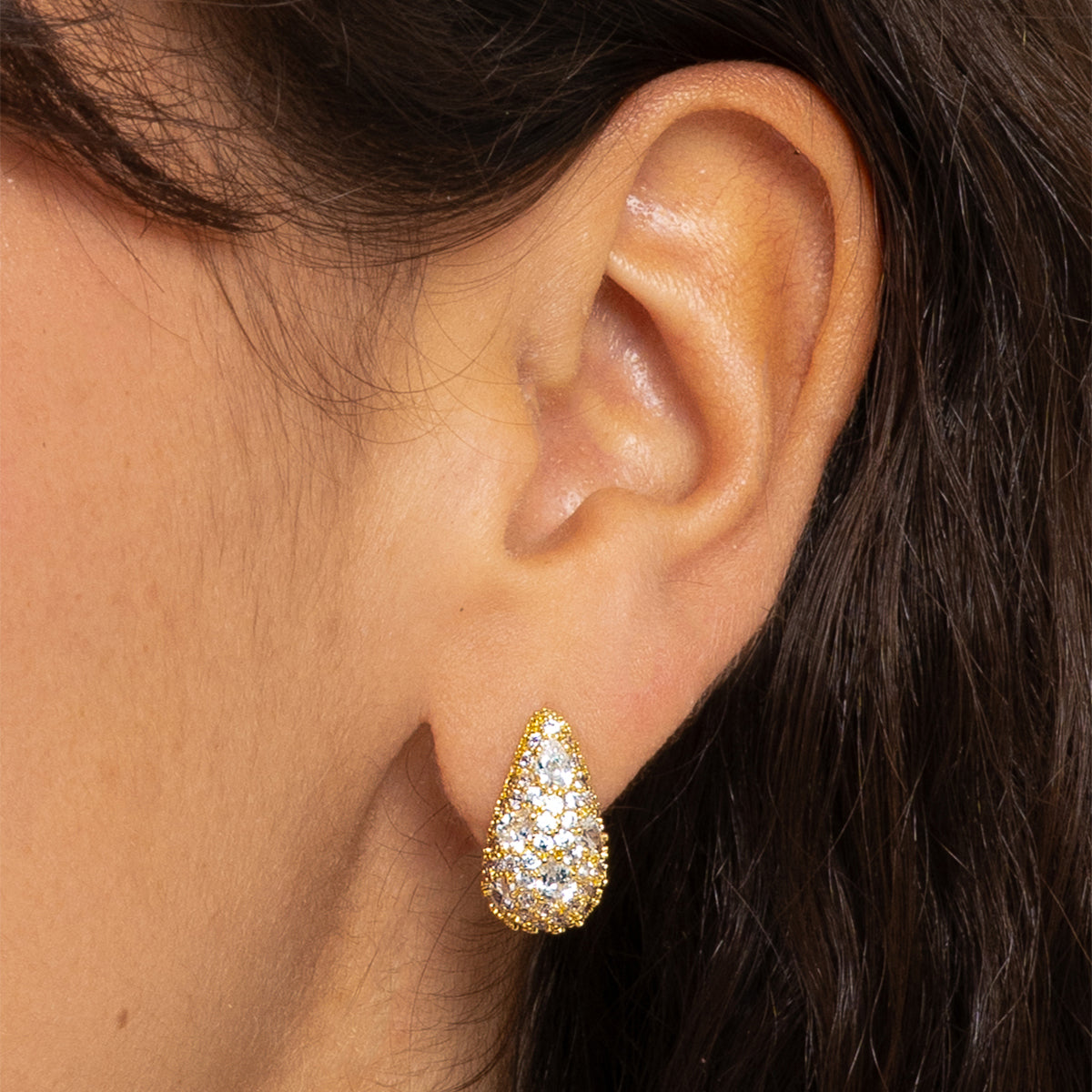 Small CZ Teardrop Pavé Earrings