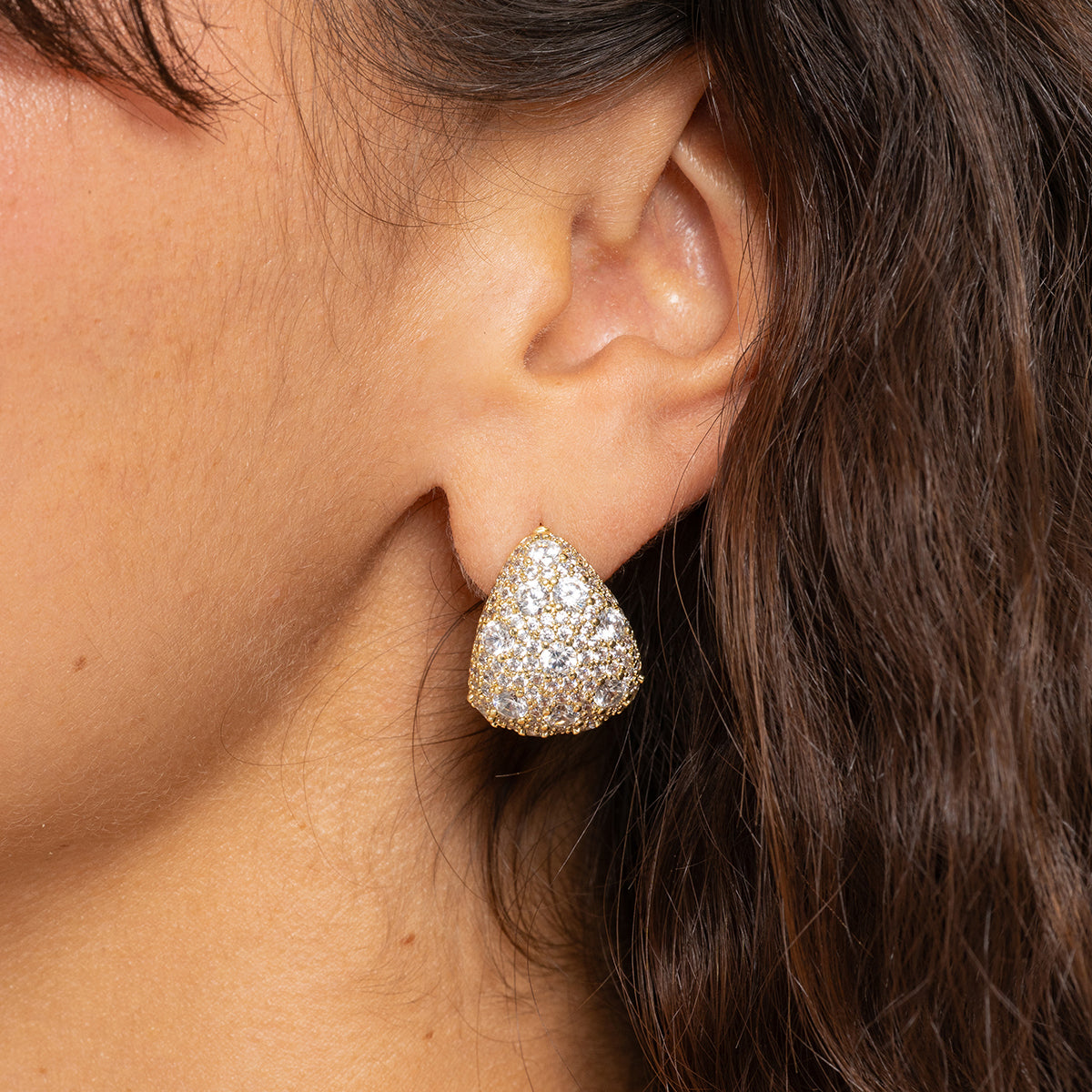 Large CZ Teardrop Pavé Earrings