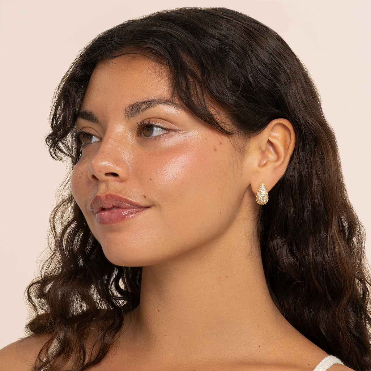 Small CZ Teardrop Pavé Earrings
