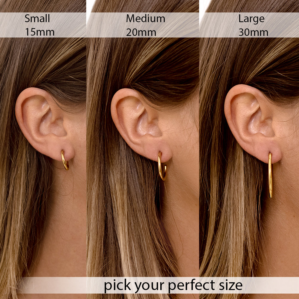 Gold Hoop Earrings 15mm