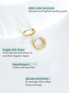 Cubic Zirconia Cuff Earrings Huggie Studs For Women | 18k Gold Plated CZ Thin Tube Earrings